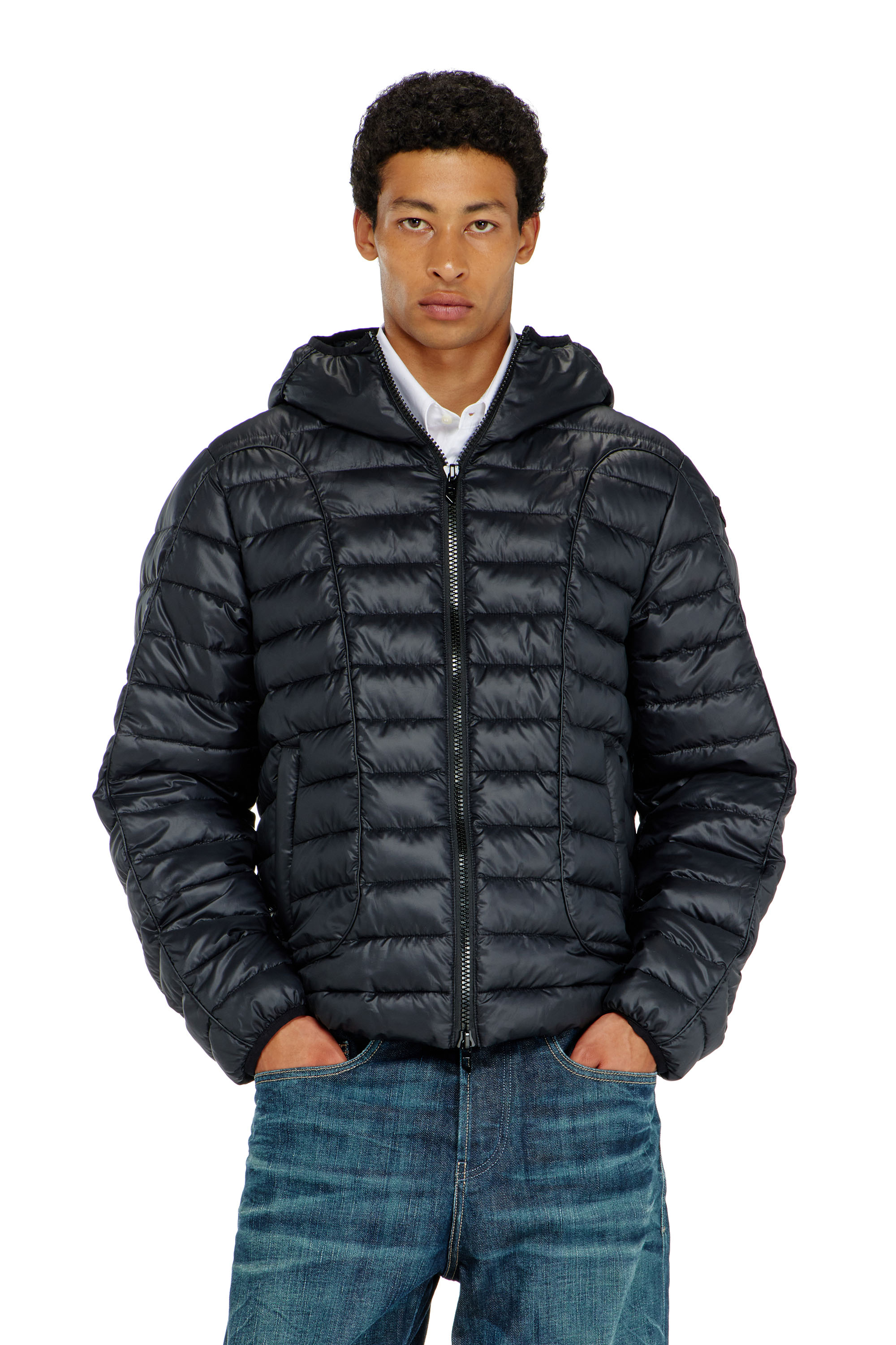 Diesel - W-STONE-WRD, Piumino con profili tono su tono Uomo in Nero - 1