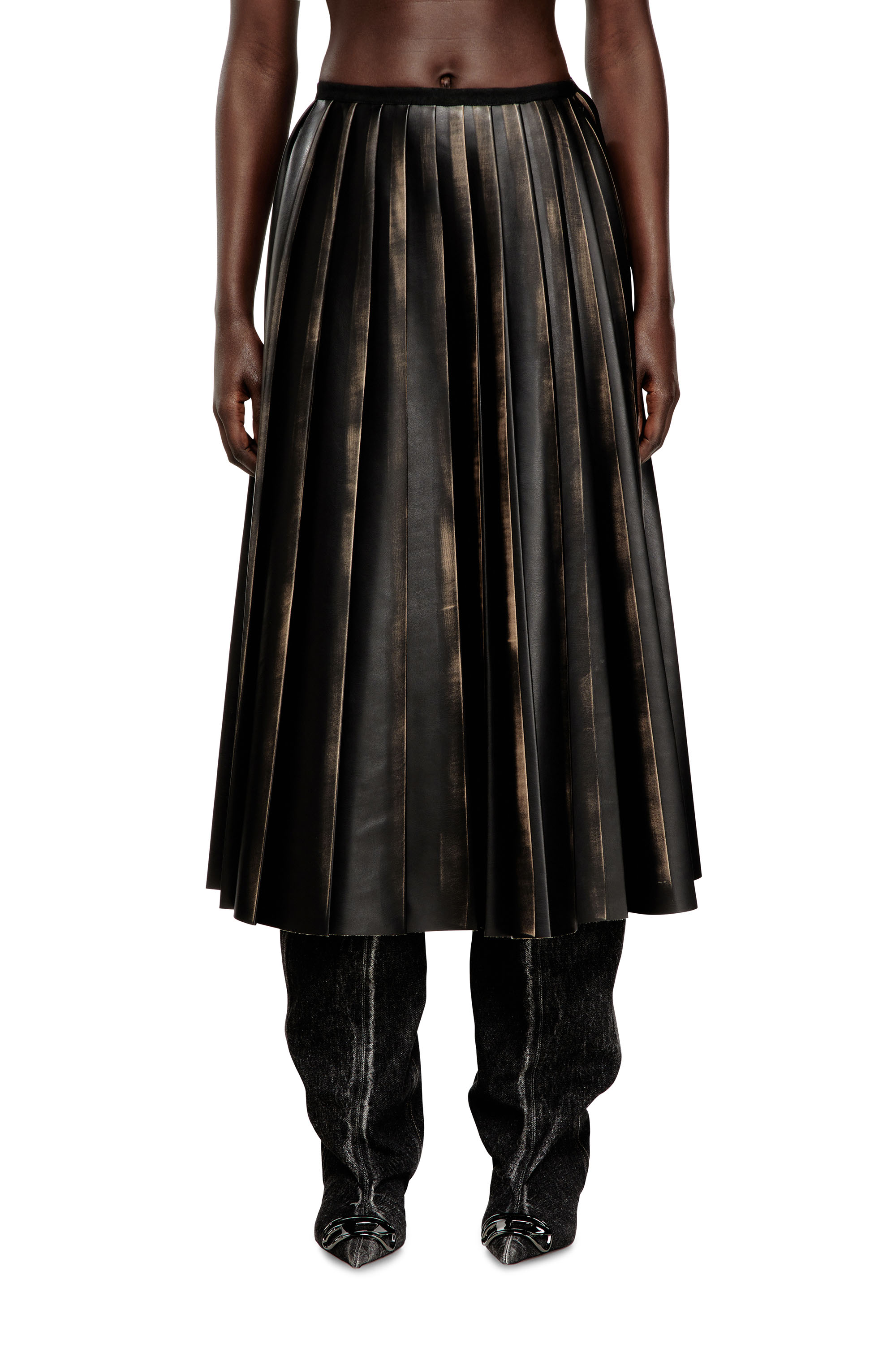 Diesel - O-SAKA, Damen Zerknitterter plissierter Midirock in null - 1