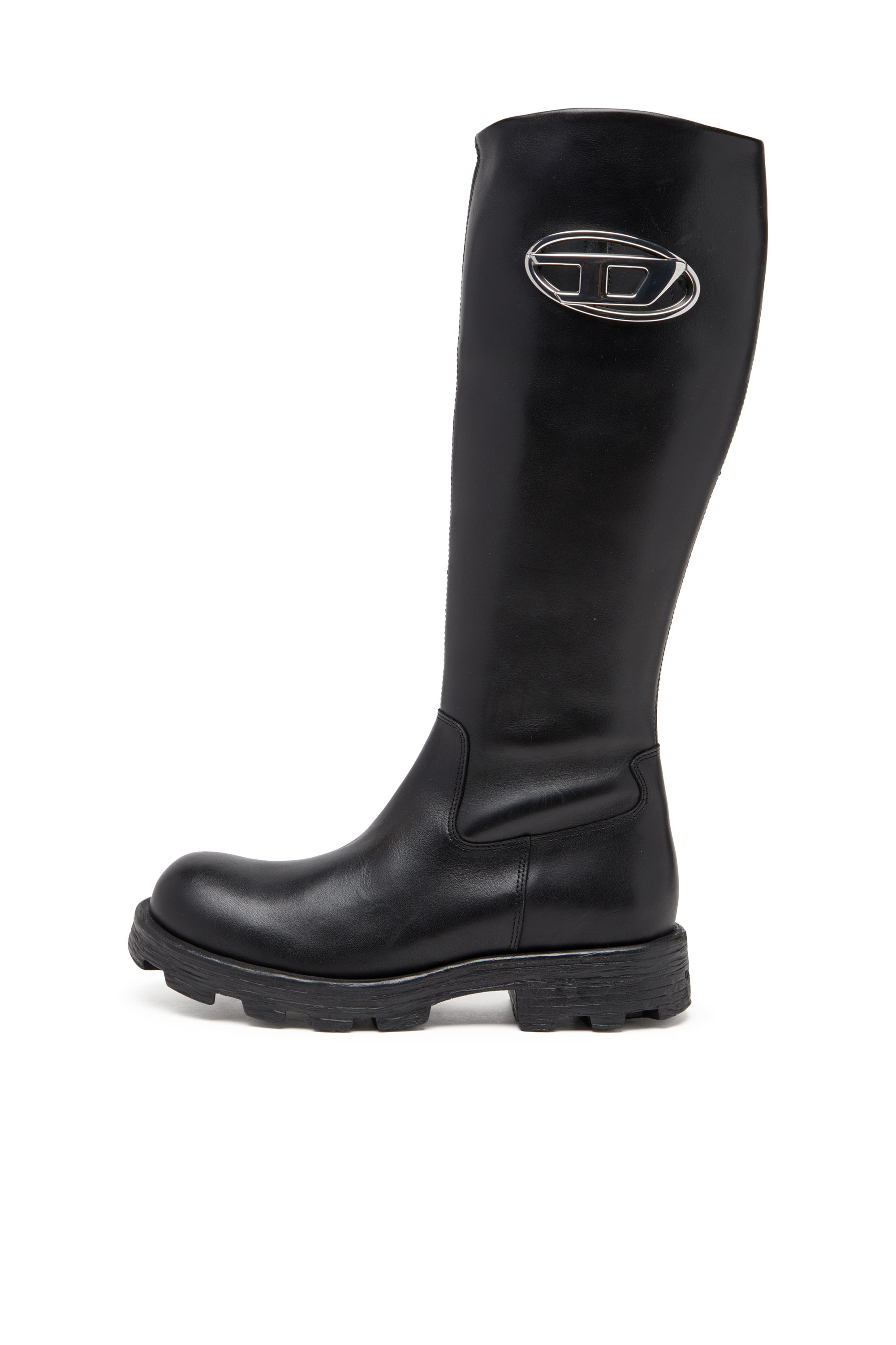 Diesel - D-HAMMER HB D W, D-Hammer-Bottes hauteur genou en cuir Femme in Noir - 7