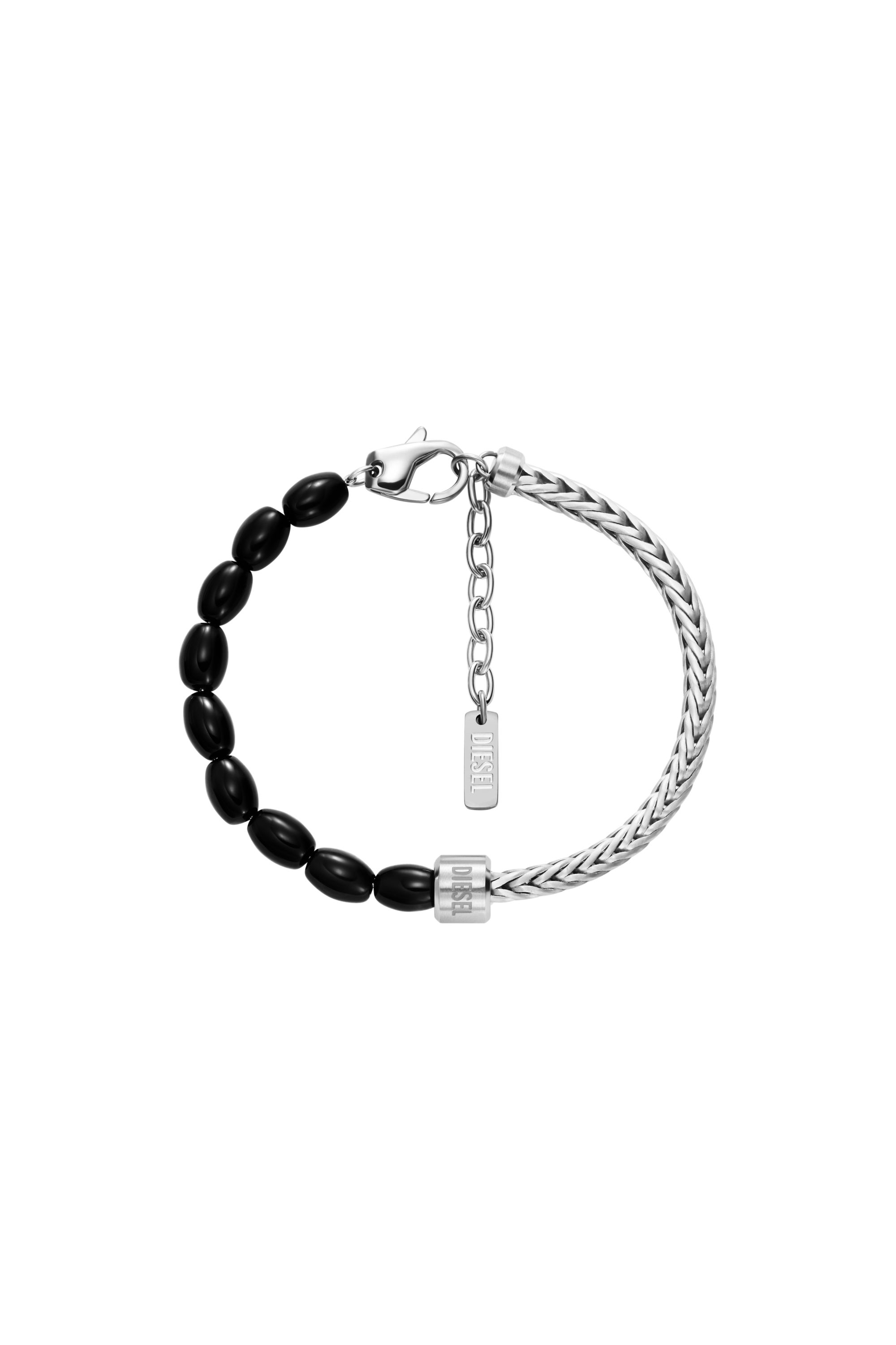 Diesel - DX1714040, Bracciale con perline in agata nera Unisex in Argento - 1
