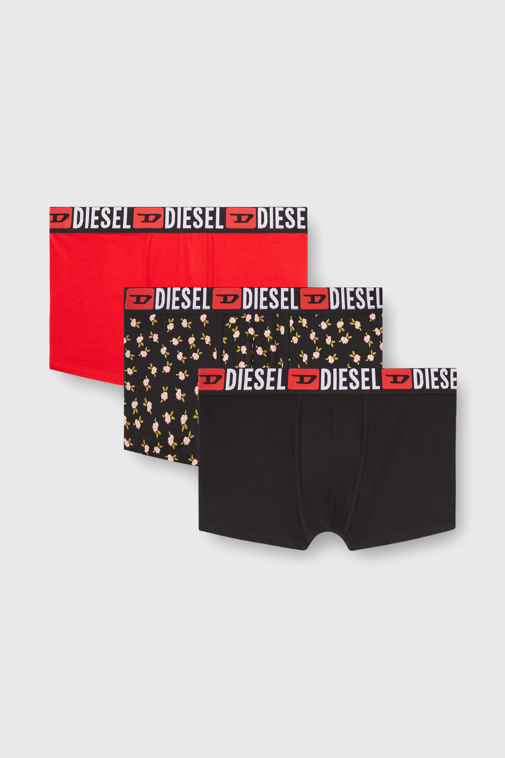 Diesel - UMBX-DAMIENTHREEPACK, Set da tre boxer stretch in cotone con stampa floreale Uomo in Nero - 2