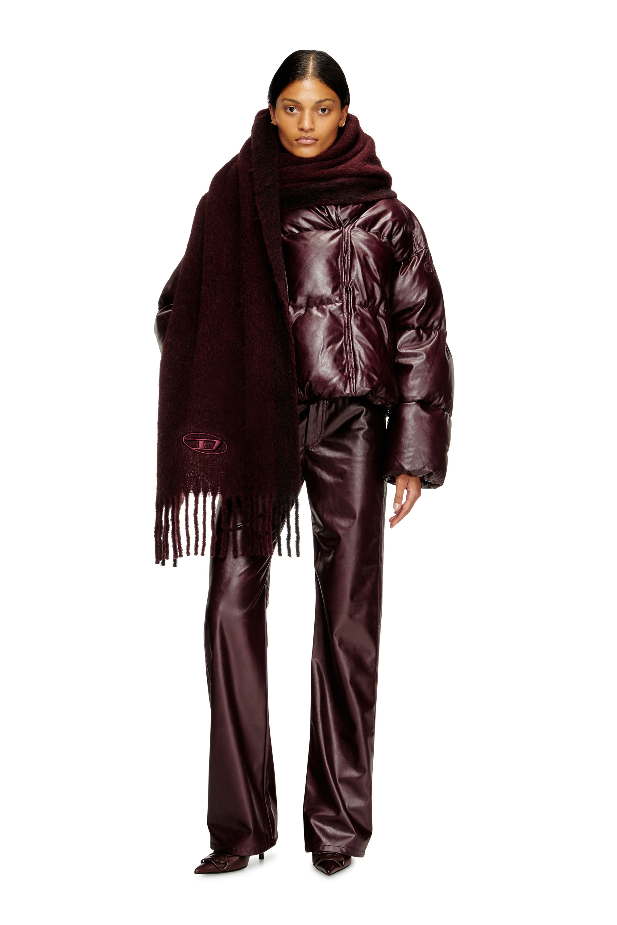 Diesel - FR-W-ILLEY, Doudoune à capuche burgundy en tissu enduit Femme in Rouge - 2