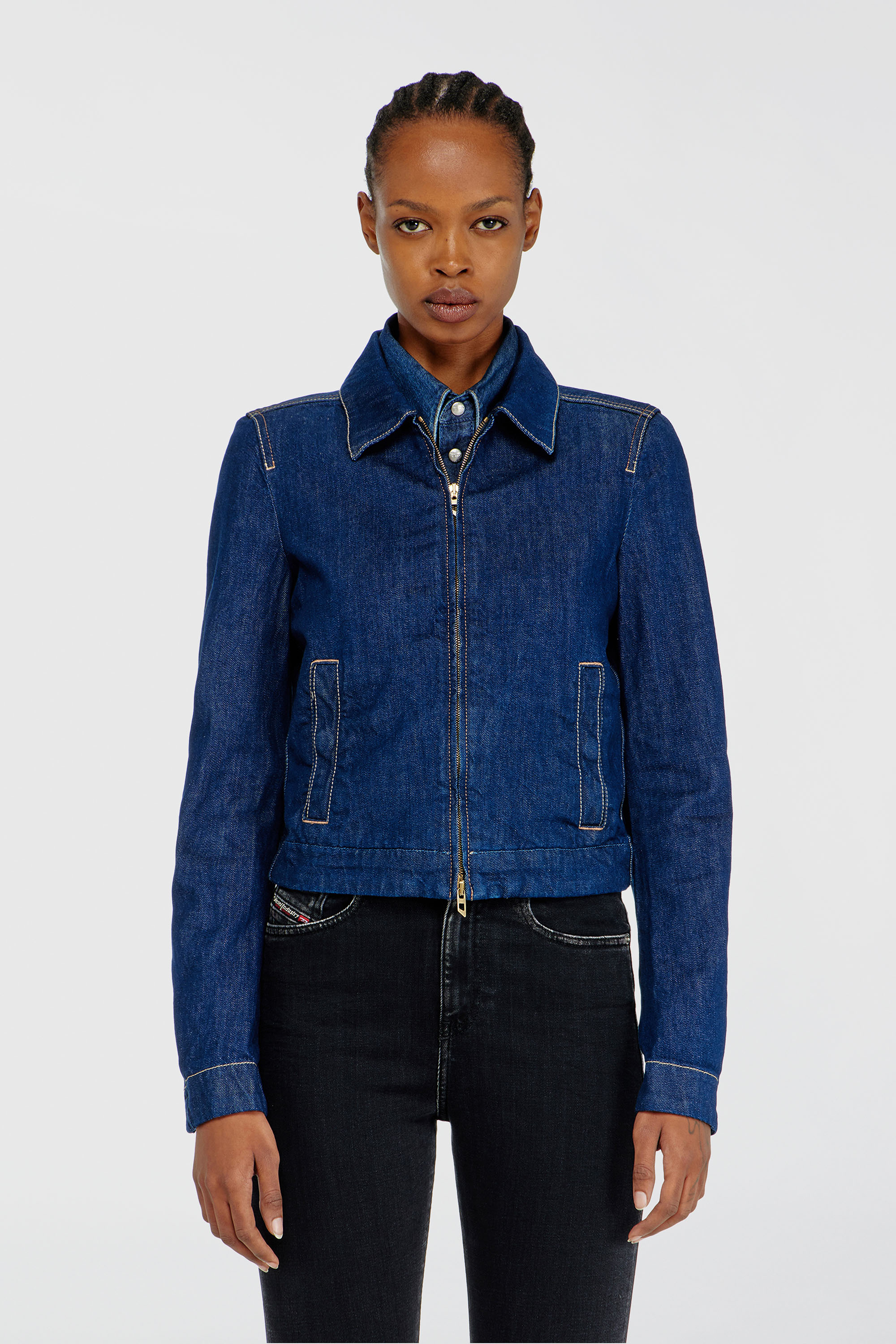 Diesel - DE-CORB, Veste coach en rinse denim Femme in Bleu - 2