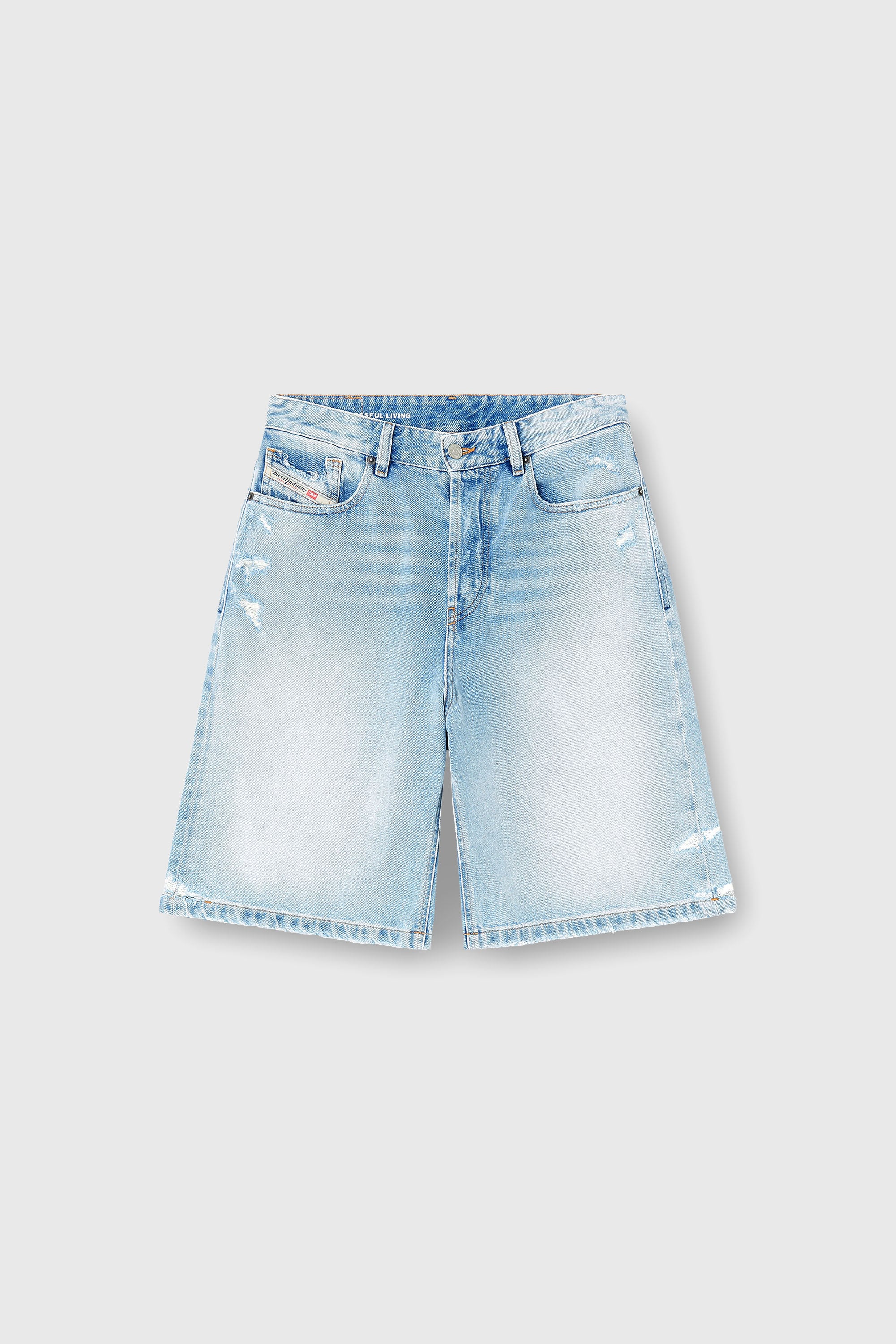 Diesel - DE-SIRE-SHORT, Damen Shorts aus Destroyed-Denim in Hellblau - 2