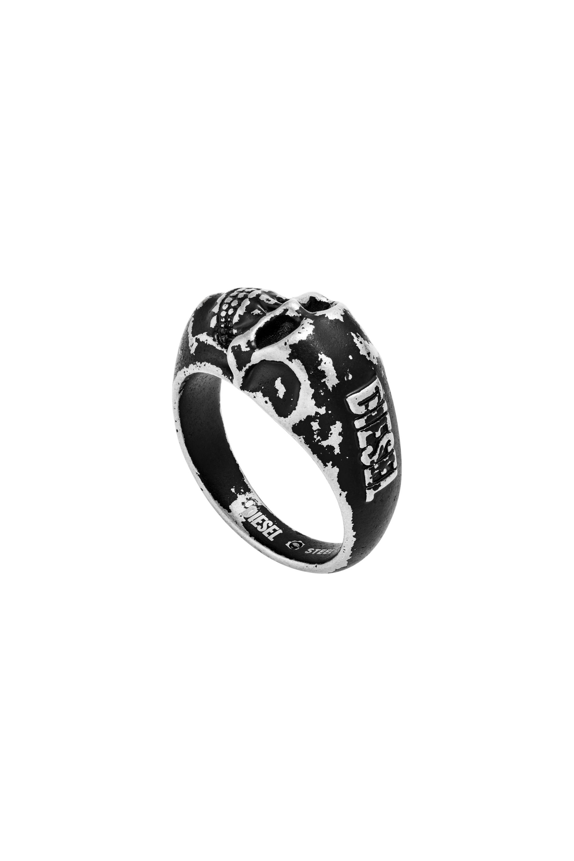 Diesel - DX1579040 JEWEL, Unisex Totenkopf-Ring aus Edelstahl in Schwarz - 2