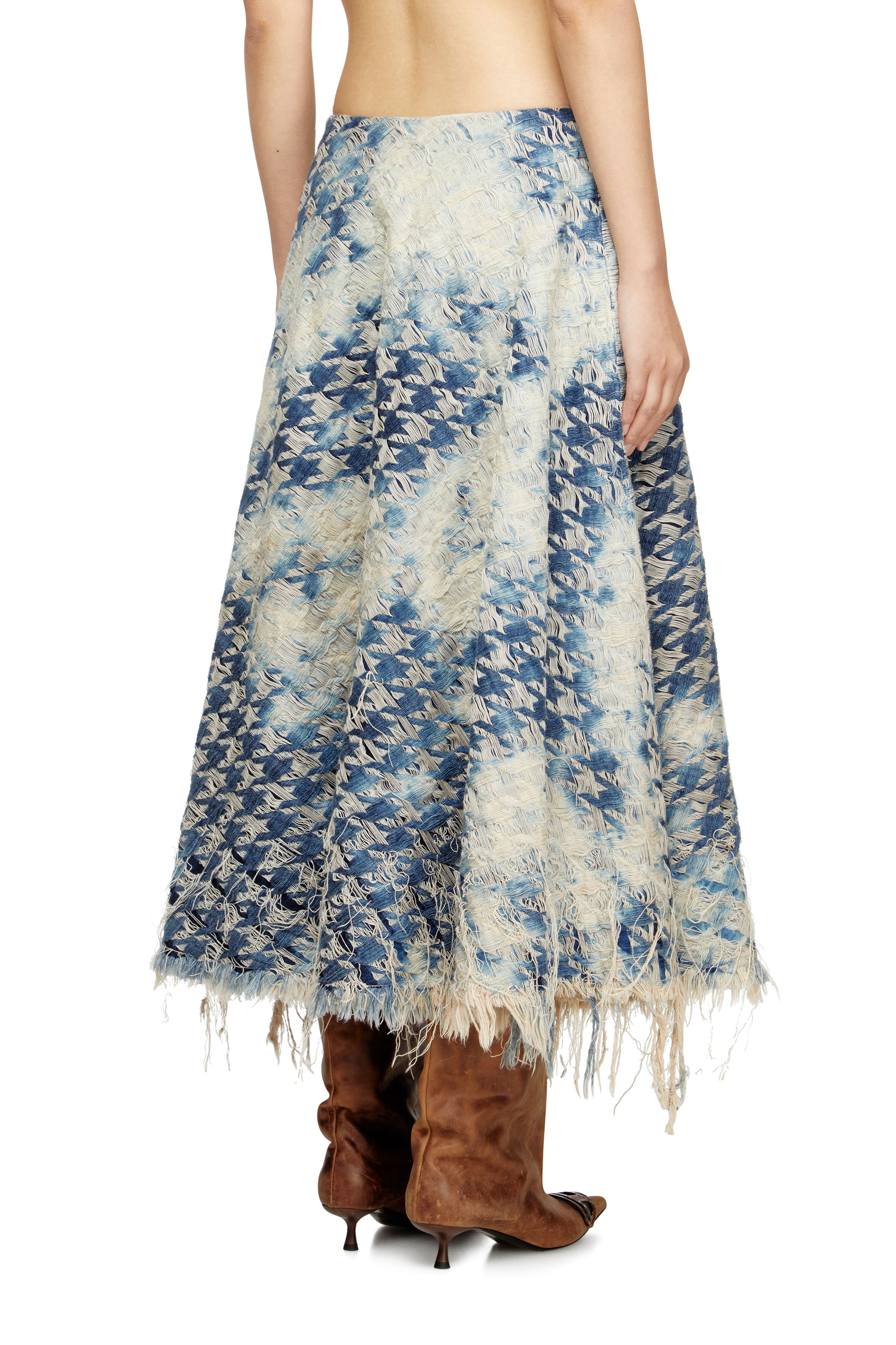 Diesel - DE-ANNET-FSH1, Damen Midi-Rock aus Jeansgewebe mit Hahnentritt-Muster in Mittelblau - 4