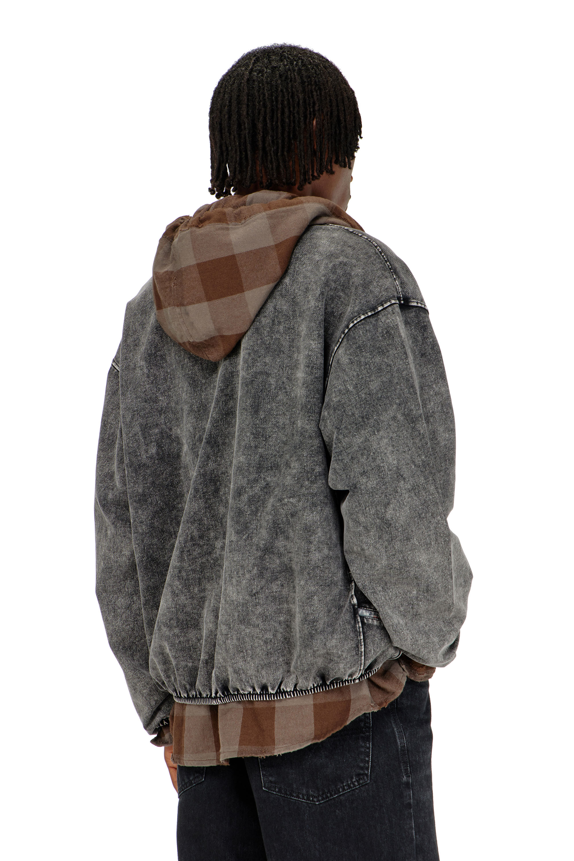 Diesel - S-CORSY, Veste sweat effet denim Homme in Gris - 4