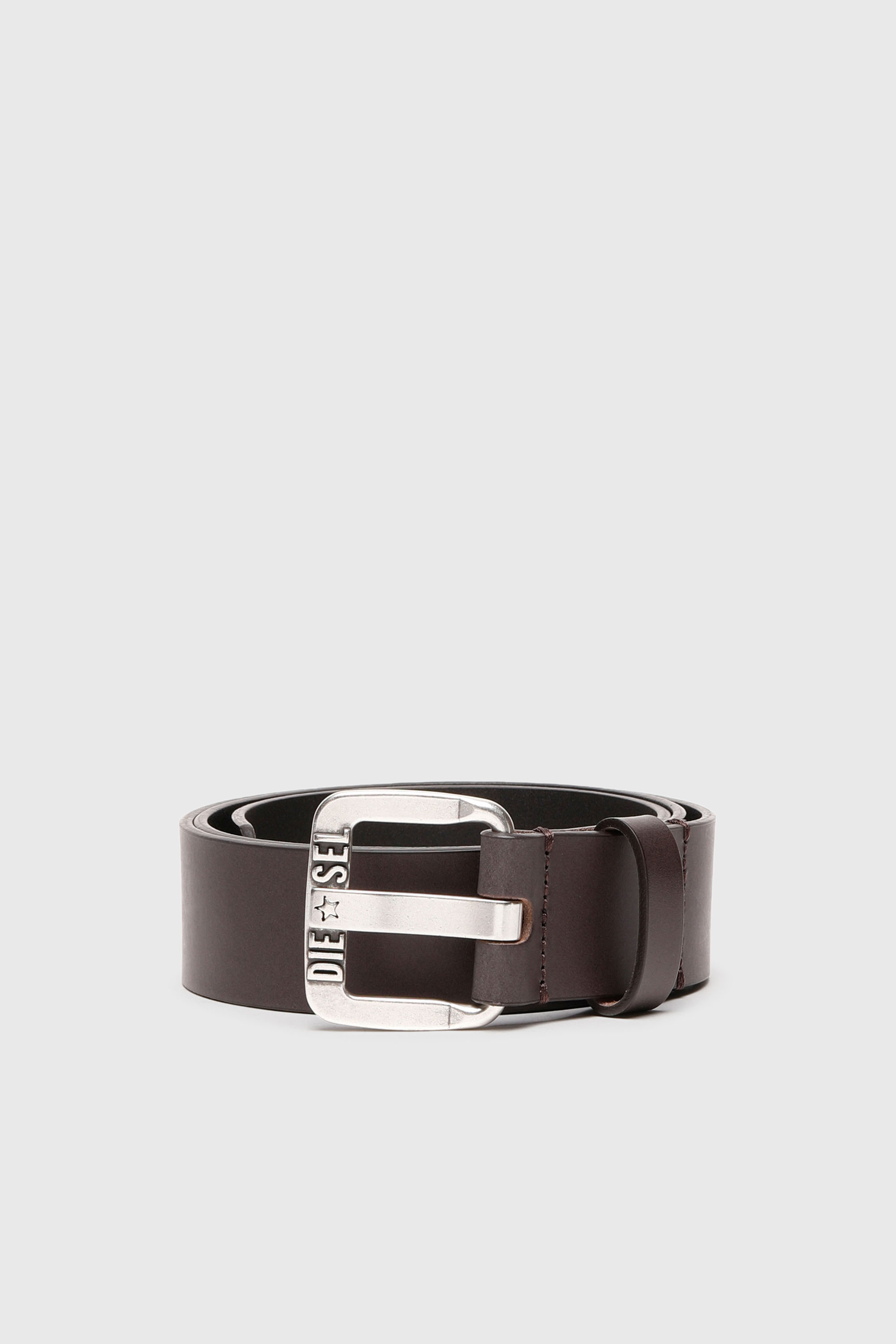 Diesel - B-STAR II, Ceinture 3.9 cm en cuir avec boucle logo &eacute;toile en m&eacute;tal Homme in Marron - 1