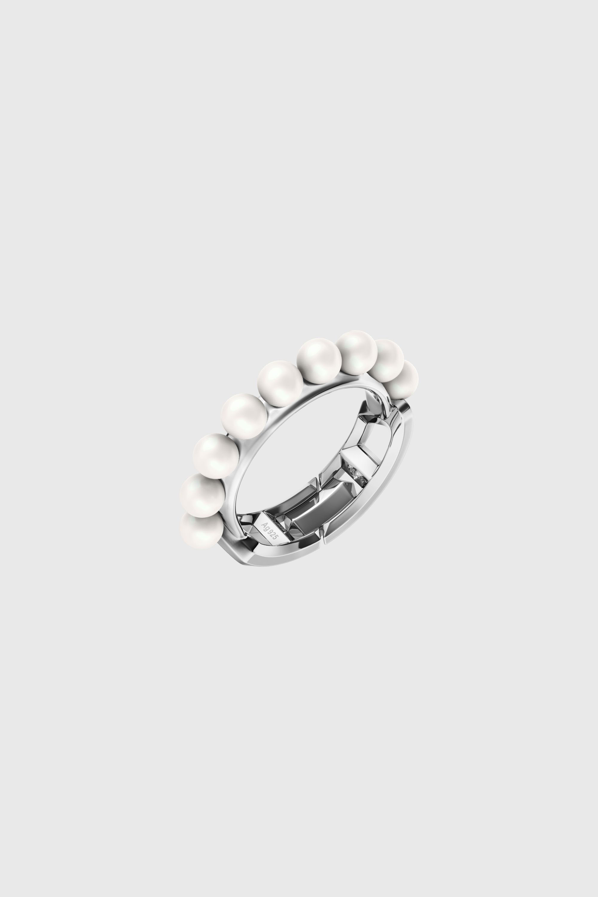 Diesel - DL1370040 STERLING SILVER JEWEL, Unisex's Sterling silver and pearl band ring in Silver - 1
