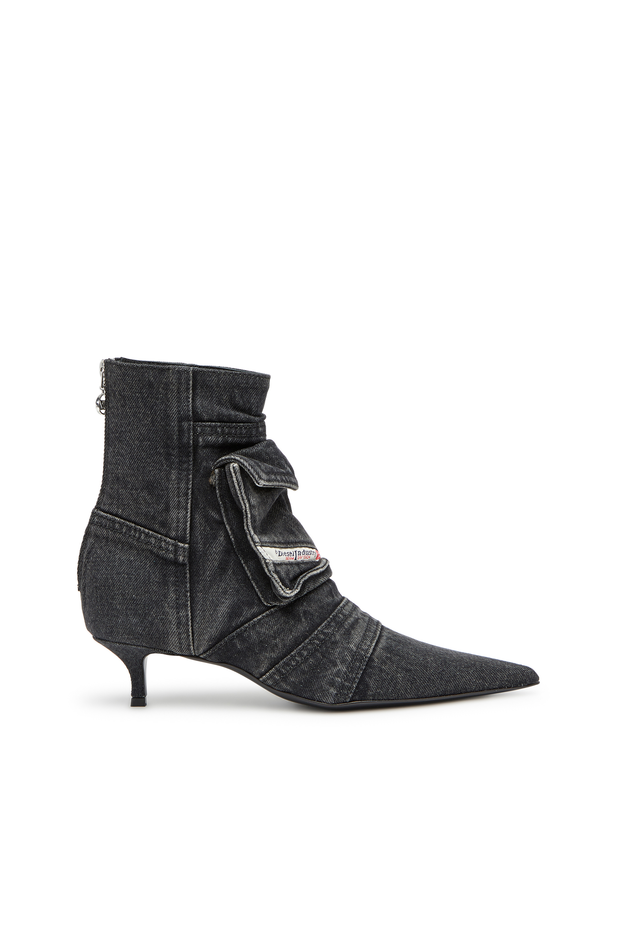 Diesel - D-VENUS POCKET LB, Woman D-Venus-Cargo ankle boots in washed denim in Black - Image 1