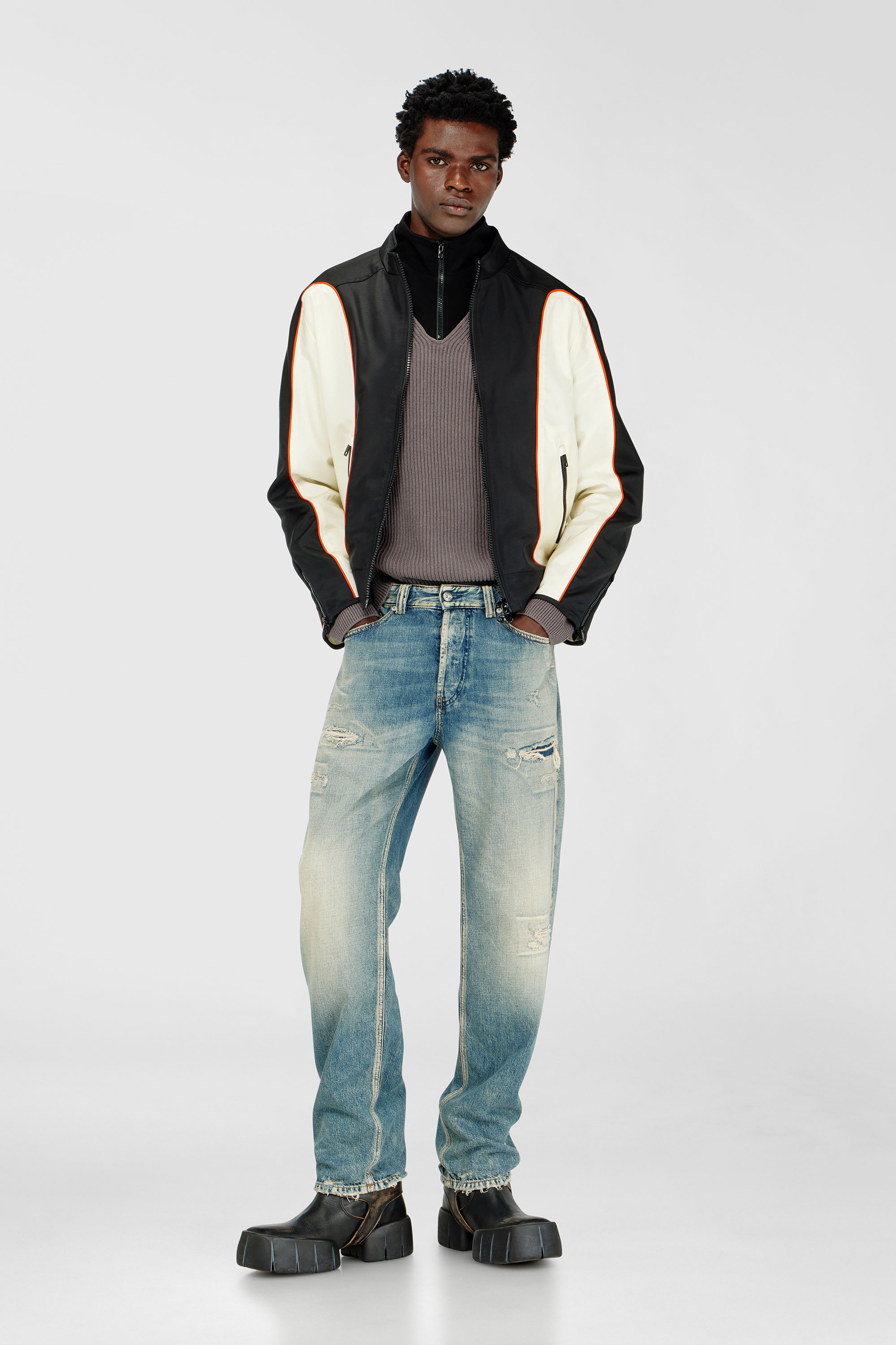 Diesel - J-BLINK-WRD, Veste en nylon avec blocs de couleur et d&eacute;tails de passepoil Homme in Polychrome - 2
