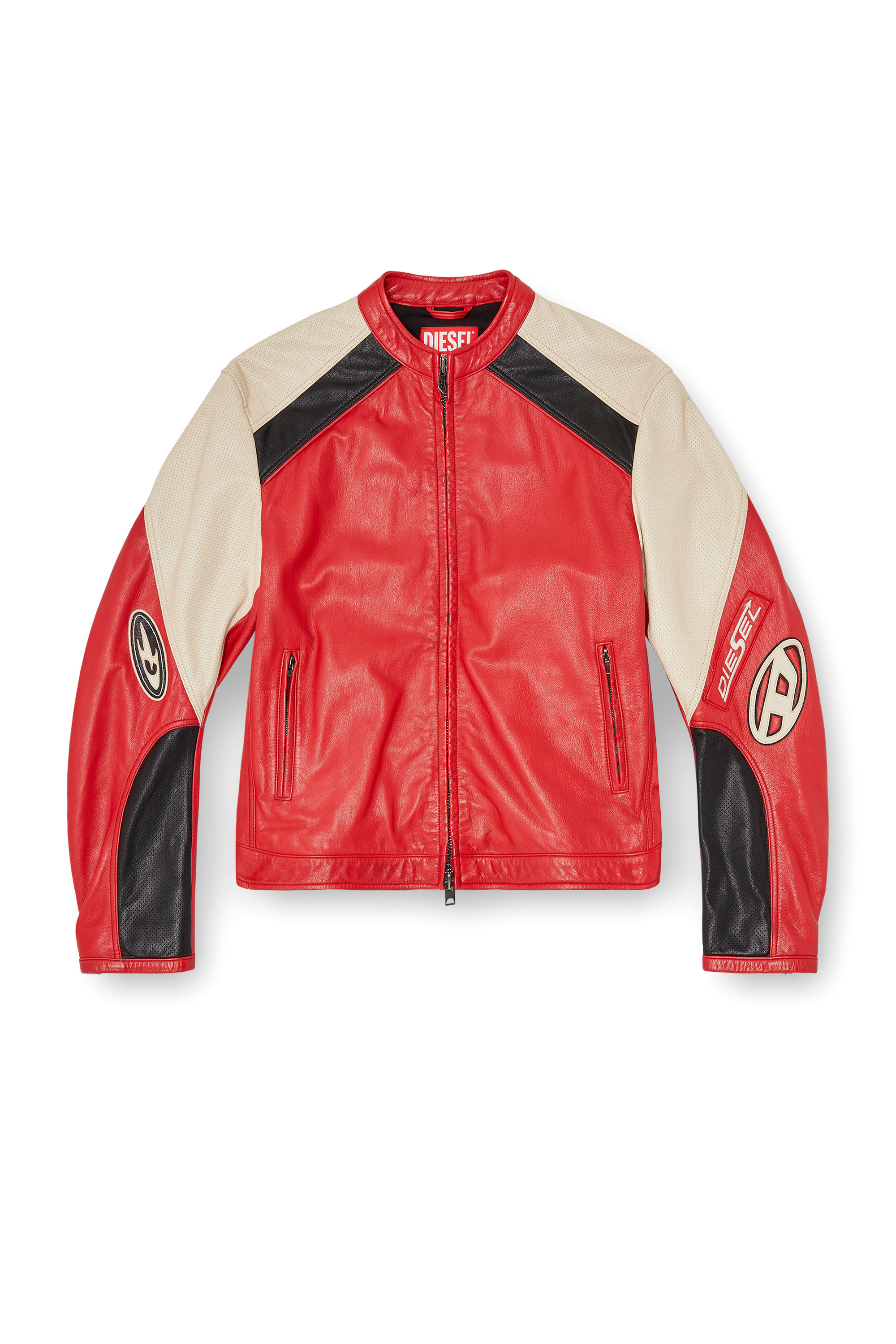 Diesel - L-AHTI, Giacca biker in pelle colour-block Uomo in Multicolor - 3