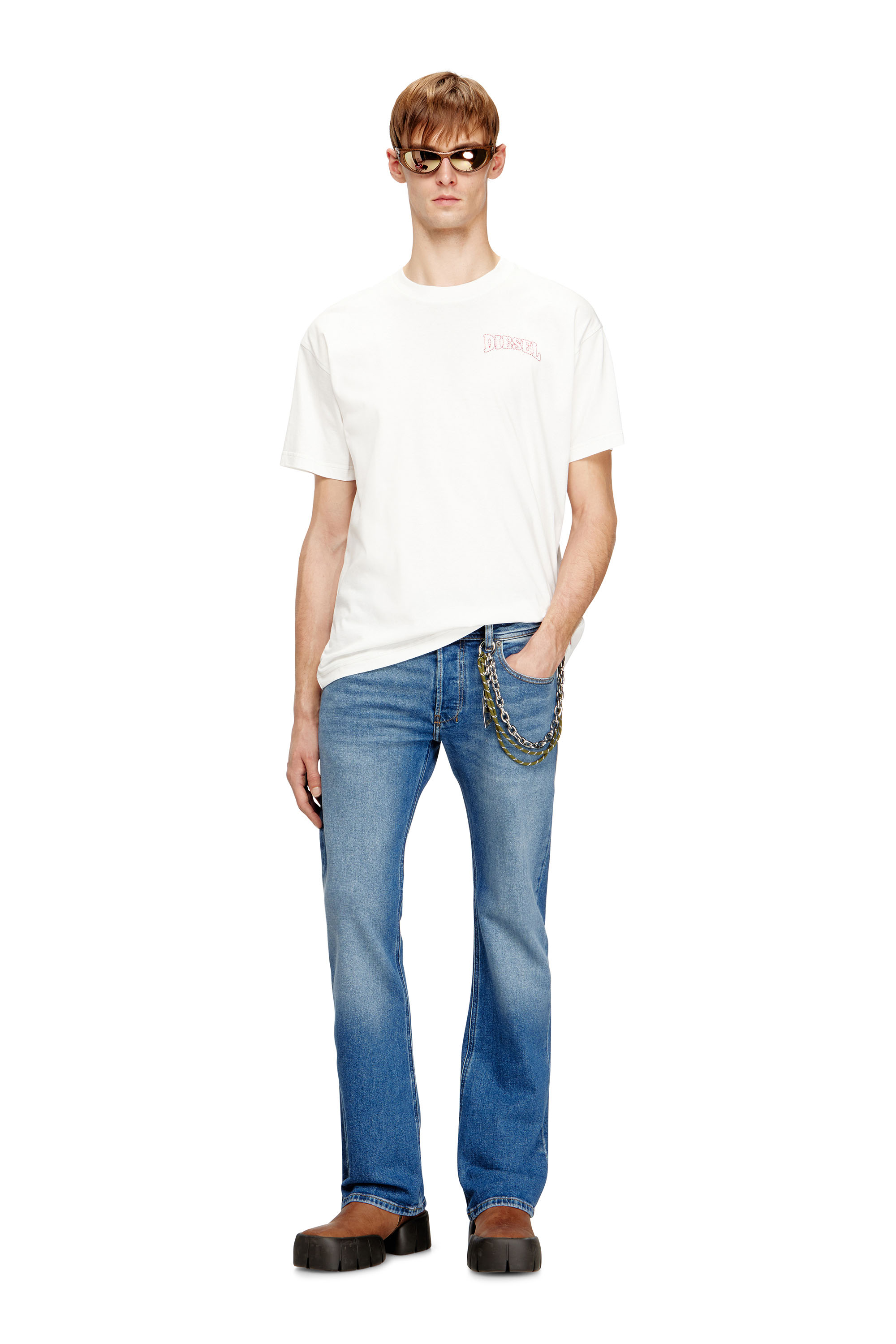 Diesel - T-NORM-V16, Herren Regul&auml;res Baumwoll-T-Shirt mit Diesel-Stickerei in Wei&szlig; - 1