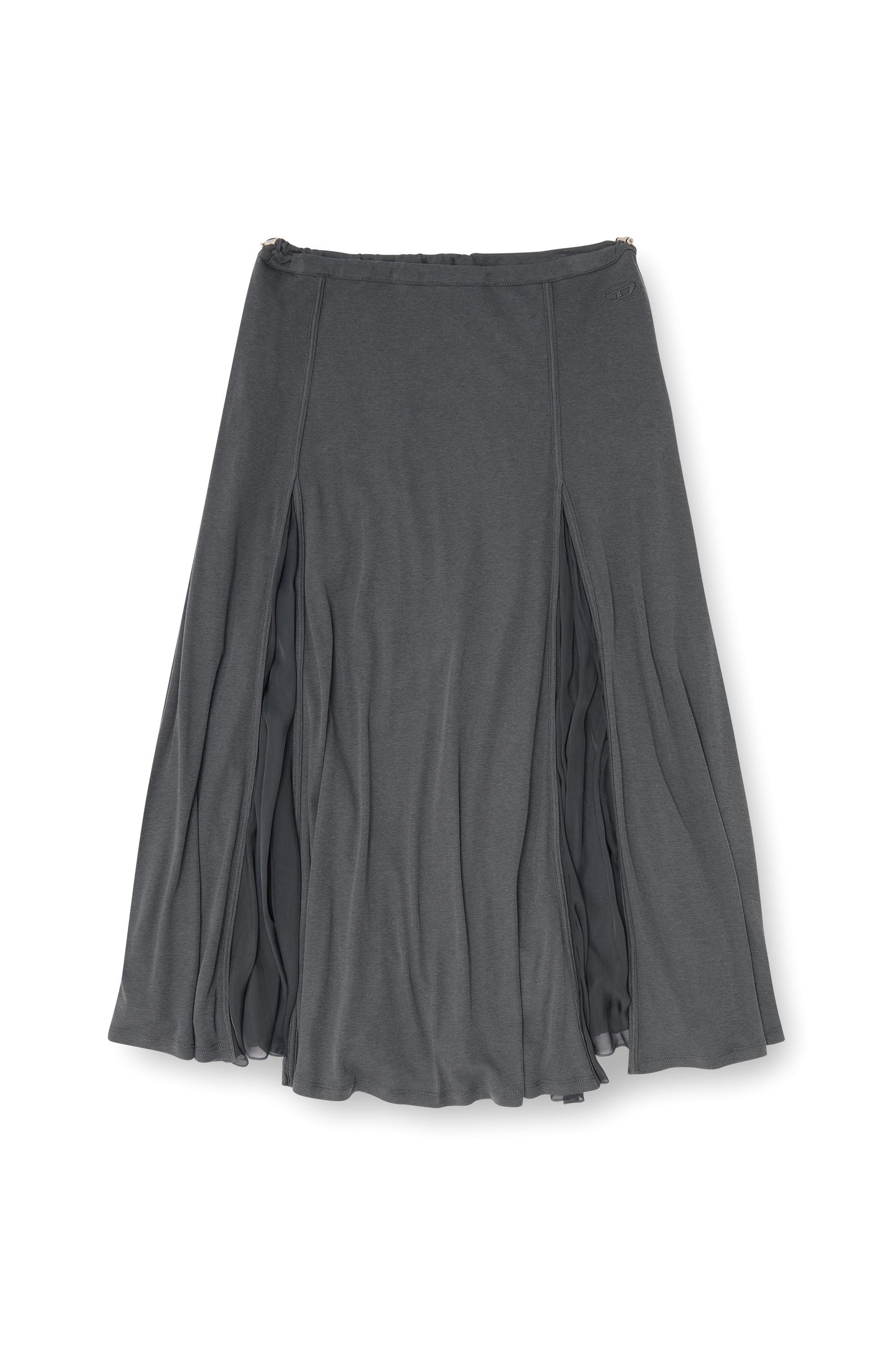 Diesel - O-LONGREI, Jupe midi en jersey c&ocirc;tel&eacute; et chiffon Femme in ToBeDefined - 4