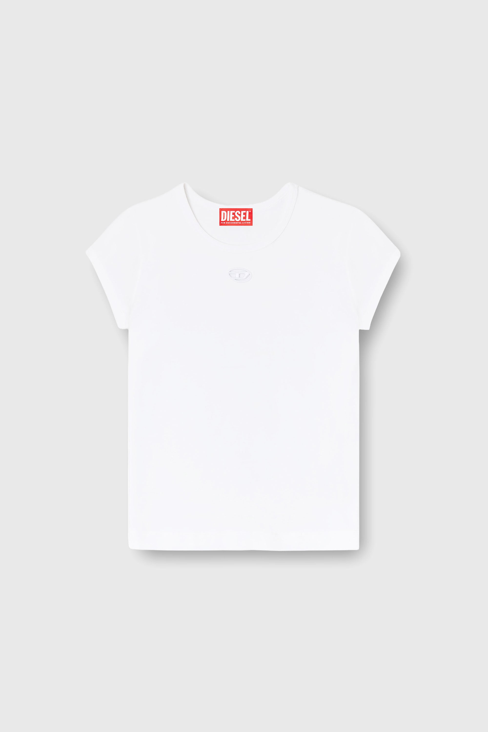 Diesel - T-ANGIE-OD, Damen T-Shirt mit ausgeschnittenem, besticktem Logo in Wei&szlig; - 2