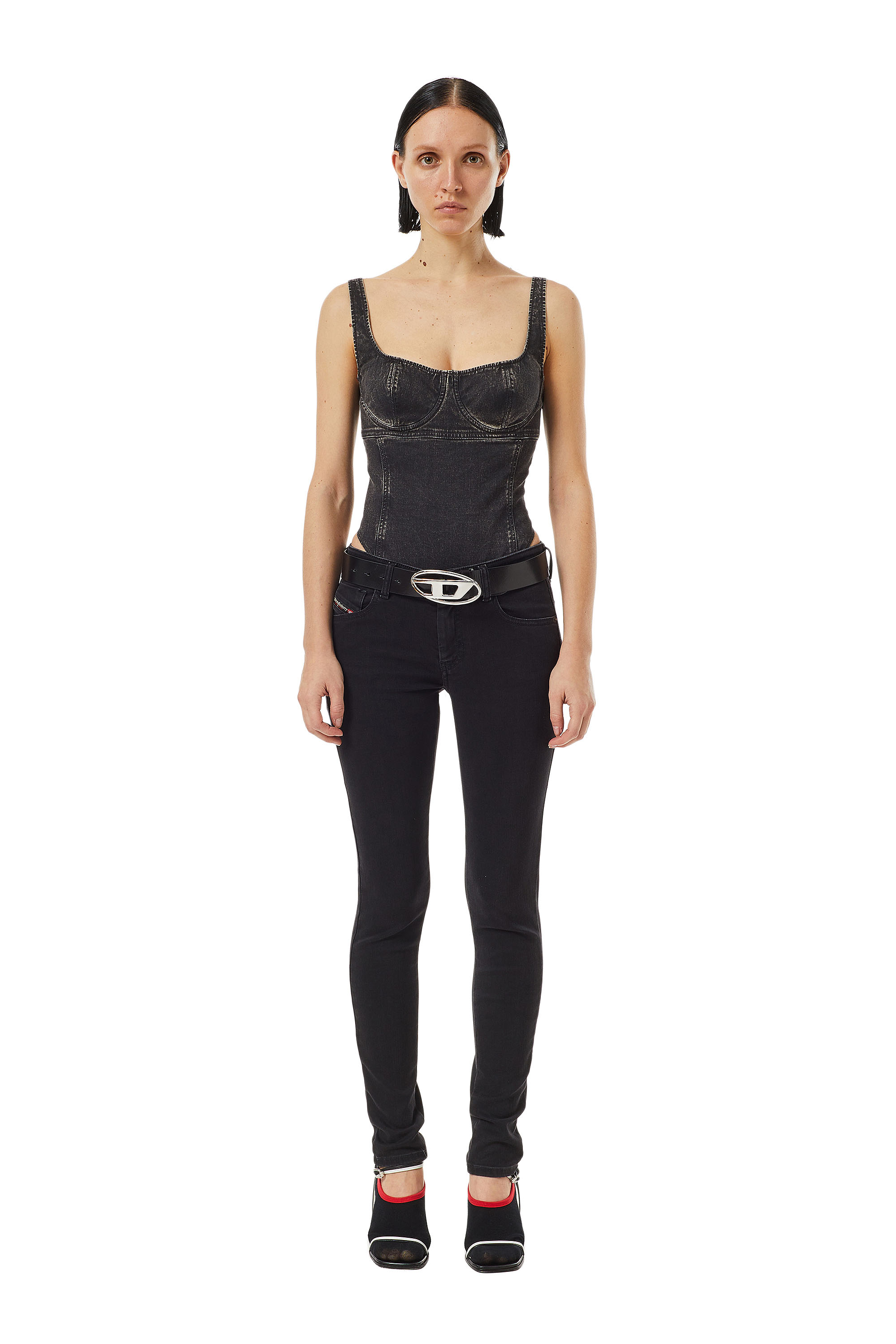 Diesel - 2018 SLANDY-LOW Z69VW Super skinny Jeans, Black/Dark grey - Image 5