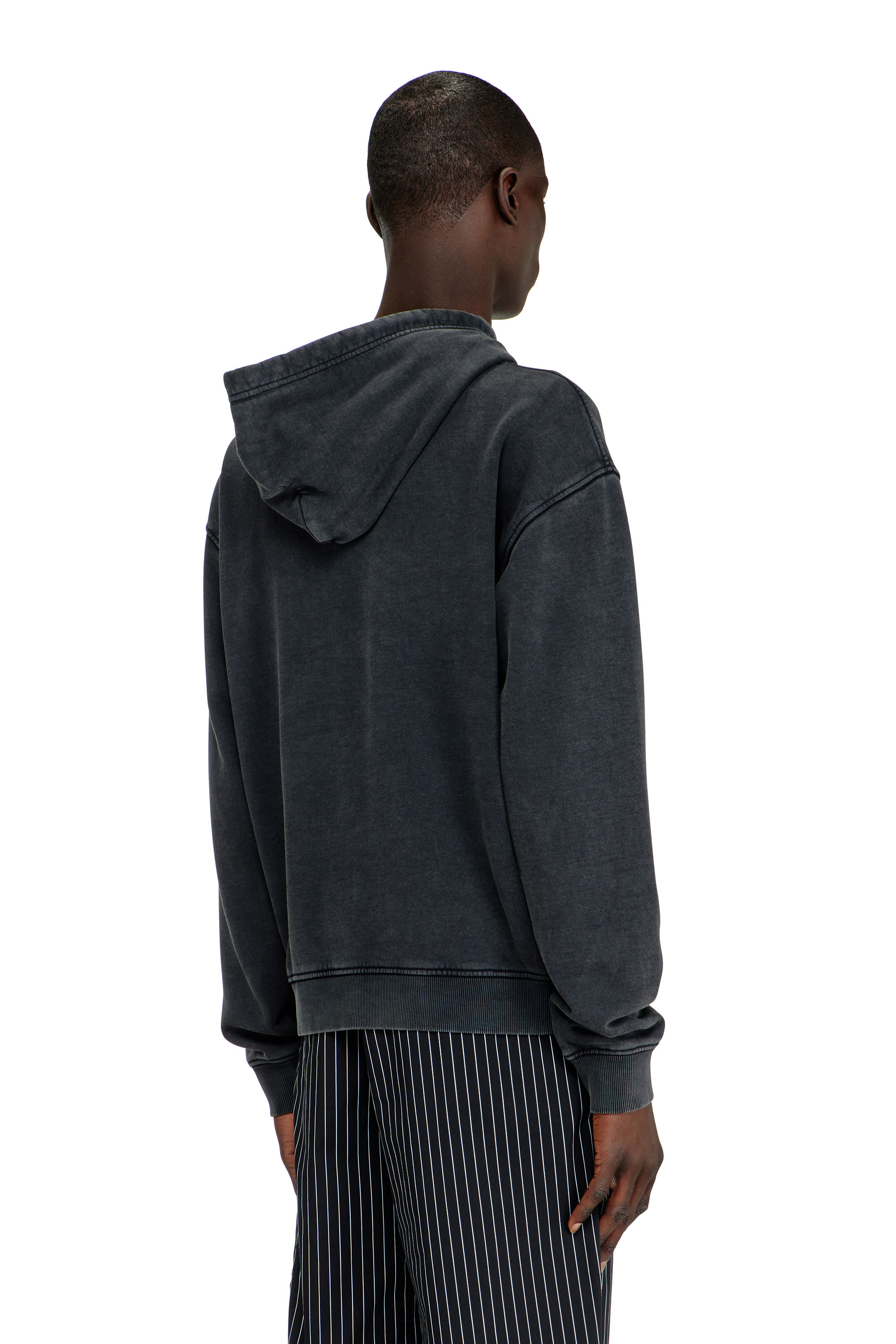 Diesel - S-NORM-HOOD-AA3, Sweat &agrave; capuche imprim&eacute; avec clous strass Homme in Gris - 4