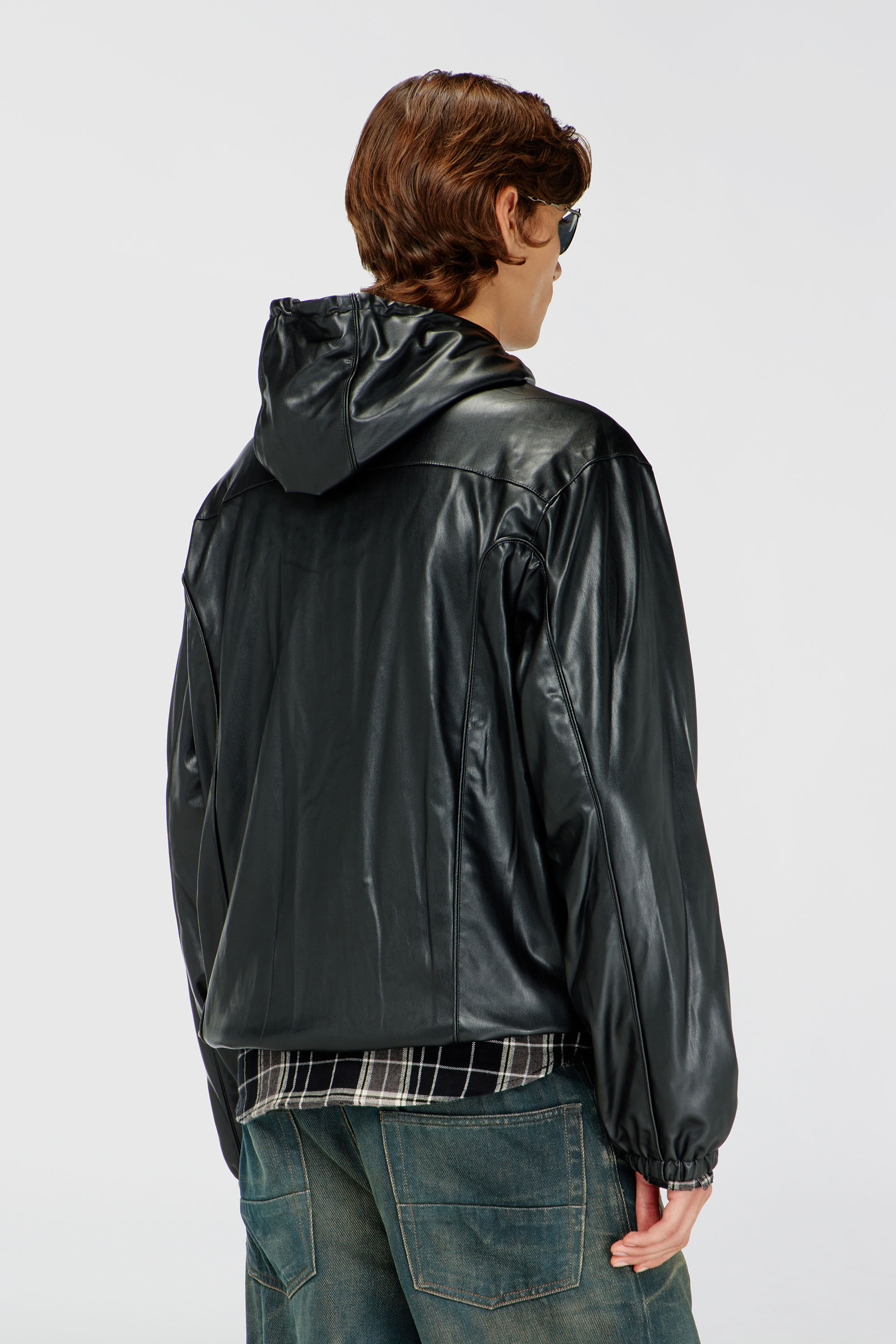 Diesel - J-HIVES-PGBX, Man's Hooded windbreaker in coated fabric in Black - 4
