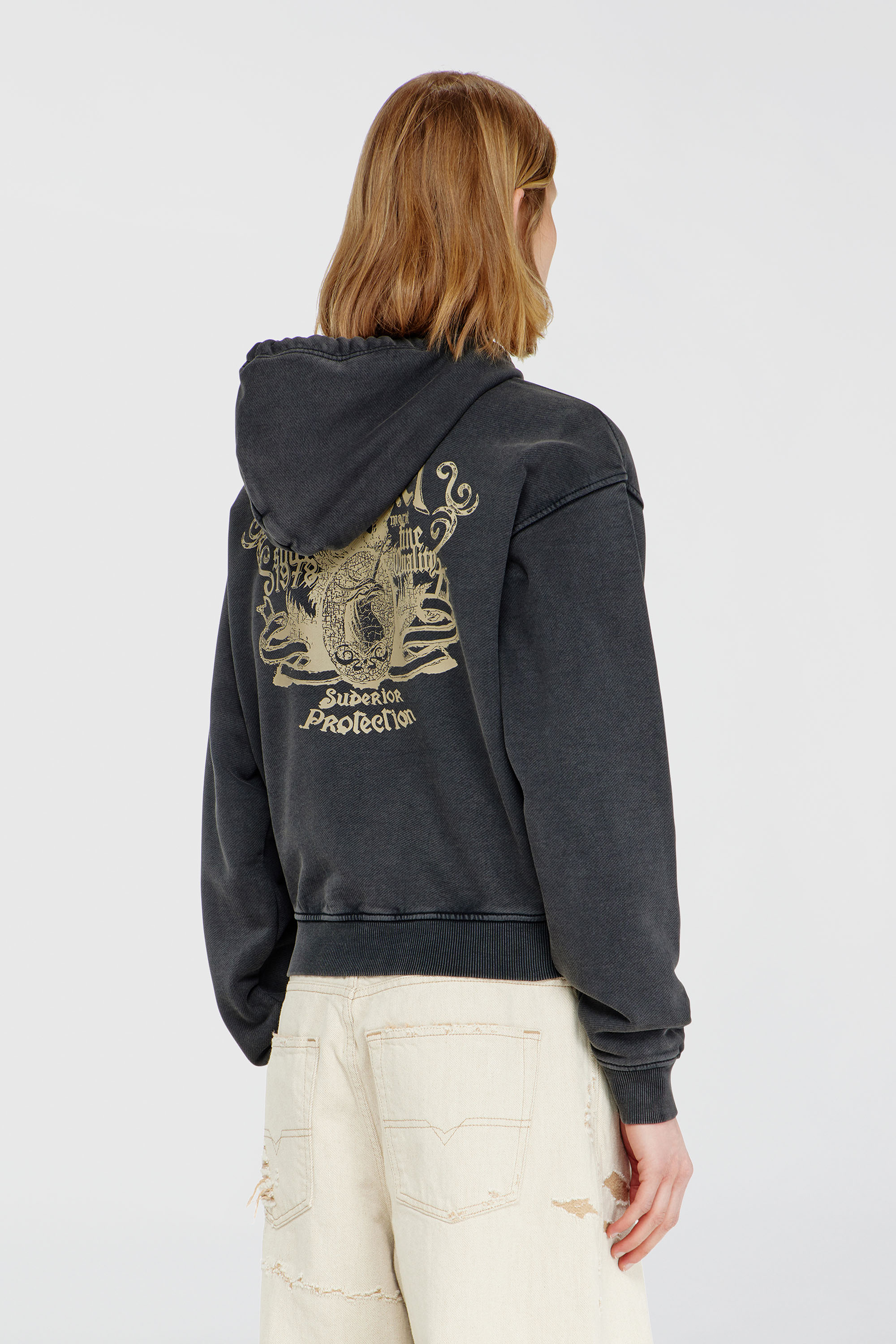 Diesel - F-PHOENY, Felpa con cappuccio con stampe e applicazioni di strass Donna in Nero - 4