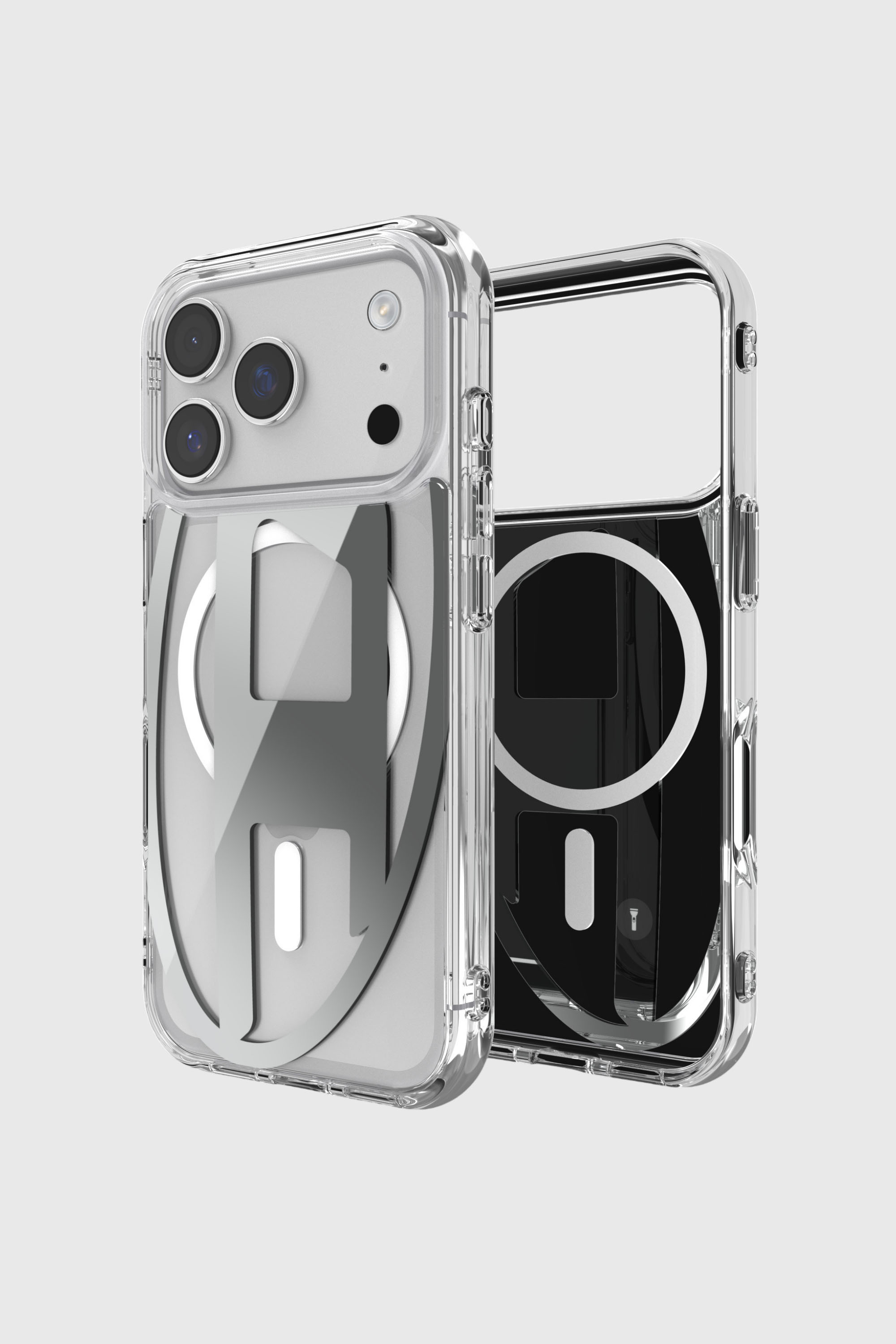 Diesel - 60413 AOP CASE, Unisex's Oval D metallic case with magsafe for iPhone 17 Pro in Grey - 1