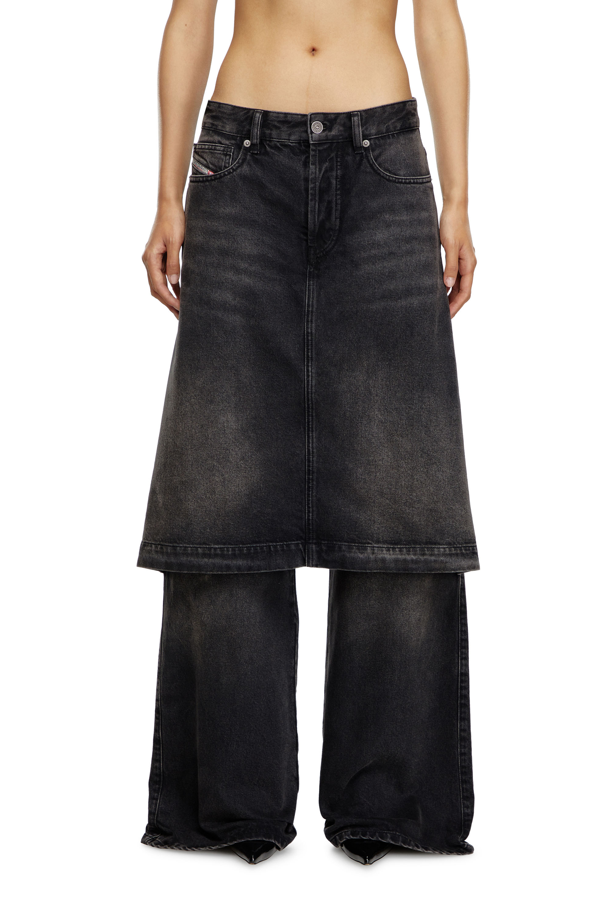 Diesel - Woman Straight Jeans D-Syren 0CBDG, Black/Dark grey - Image 1