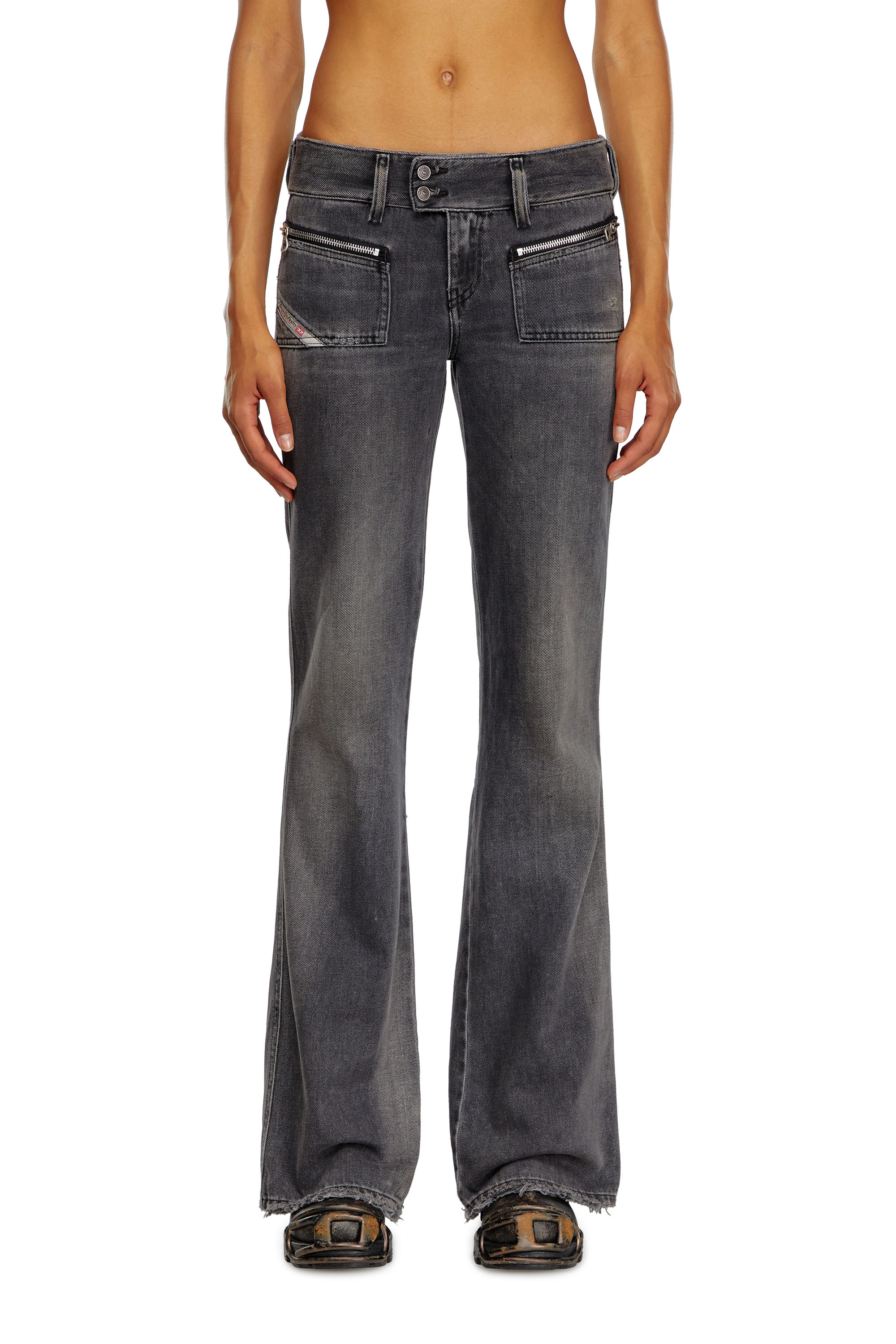 Diesel - Donna Bootcut and Flare Jeans D-Hush 09K14, Nero/Grigio scuro - Image 1