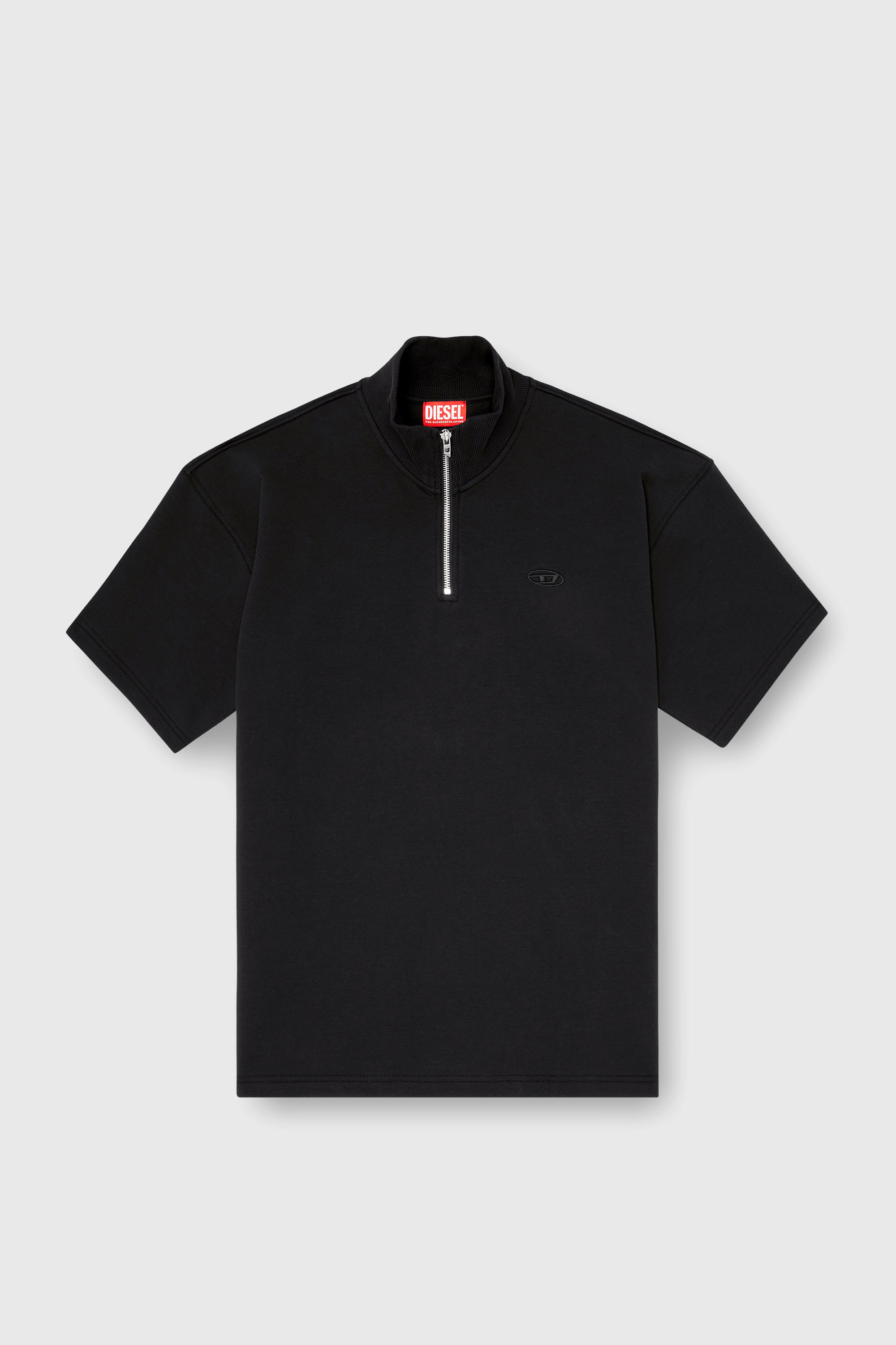 Diesel - S-CUBY, Sweat-shirt &agrave; manches courtes zipp&eacute; en scuba l&eacute;ger Homme in Noir - 2