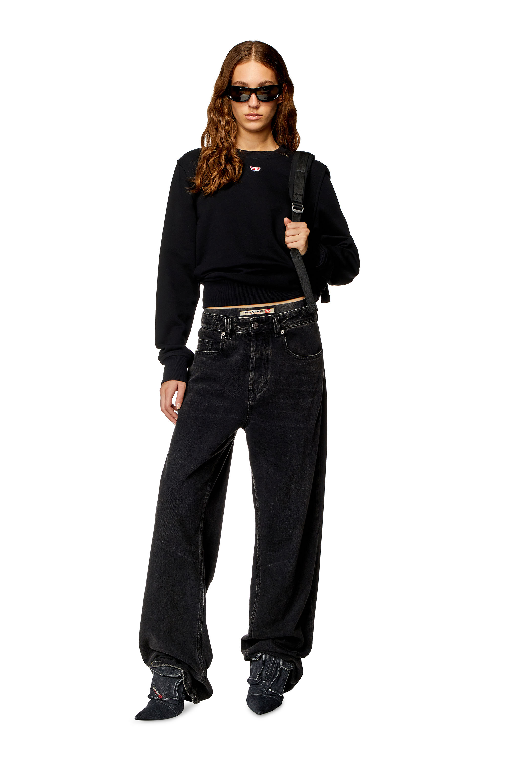 Diesel - S-GINN-D, Sweat-shirt avec logo D Femme in Noir - 1