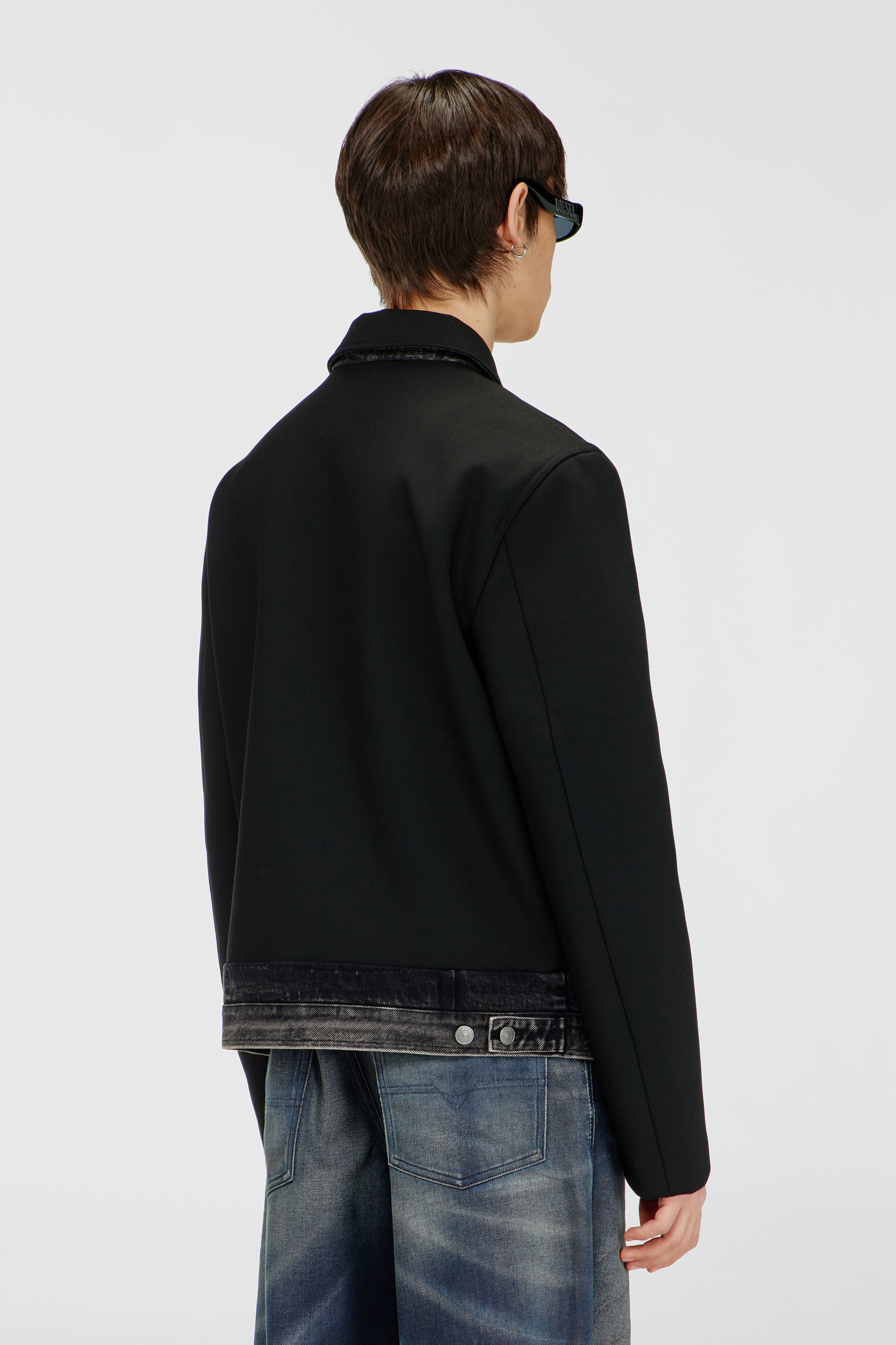 Diesel - J-RAJAM, Herren Coach-Jacke mit Denim-Abschnitt in Schwarz - 4