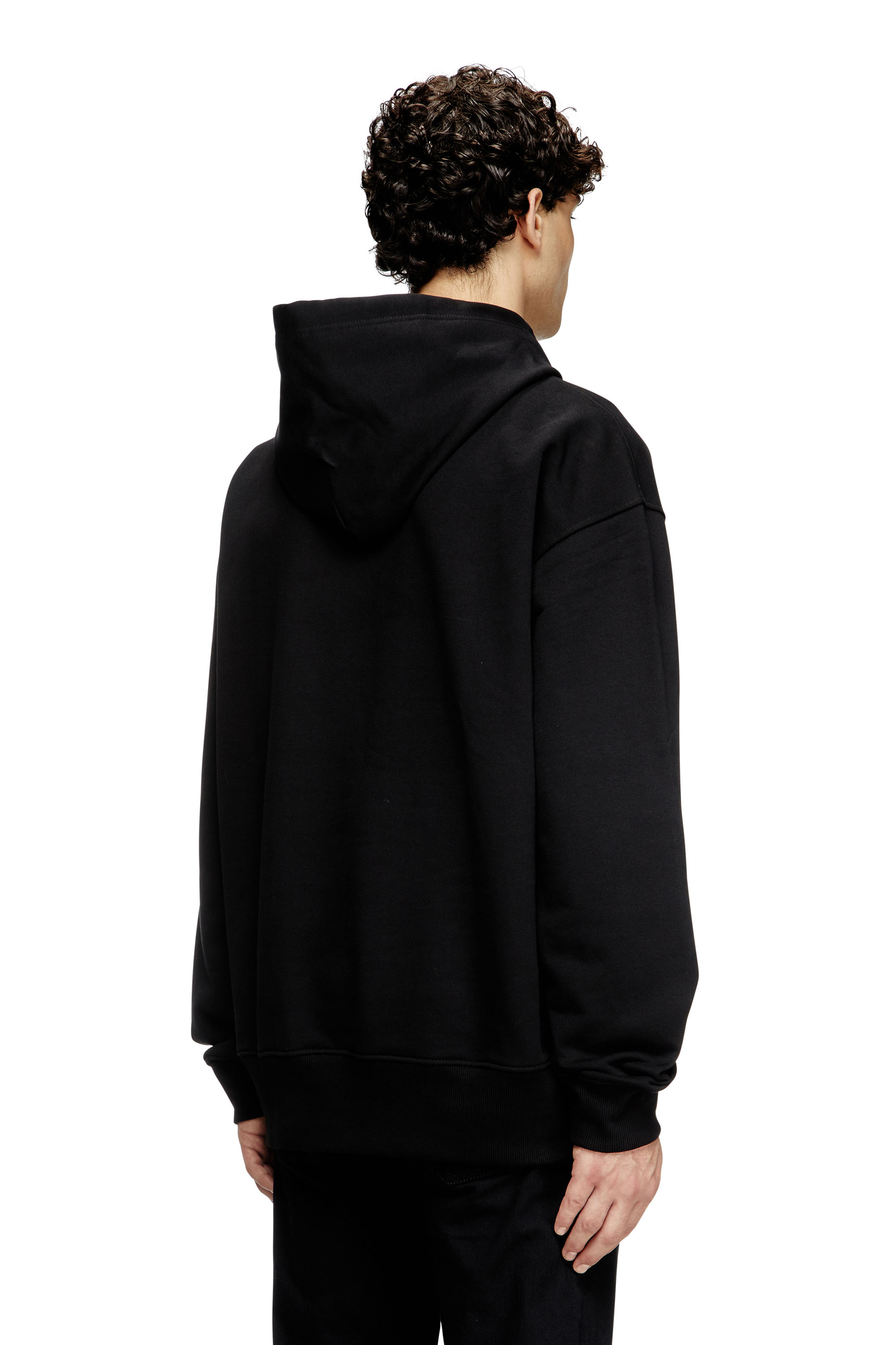 Diesel - S-MACS-HOOD-OD, Hoodie oversize con logo metallico Uomo in Nero - 4