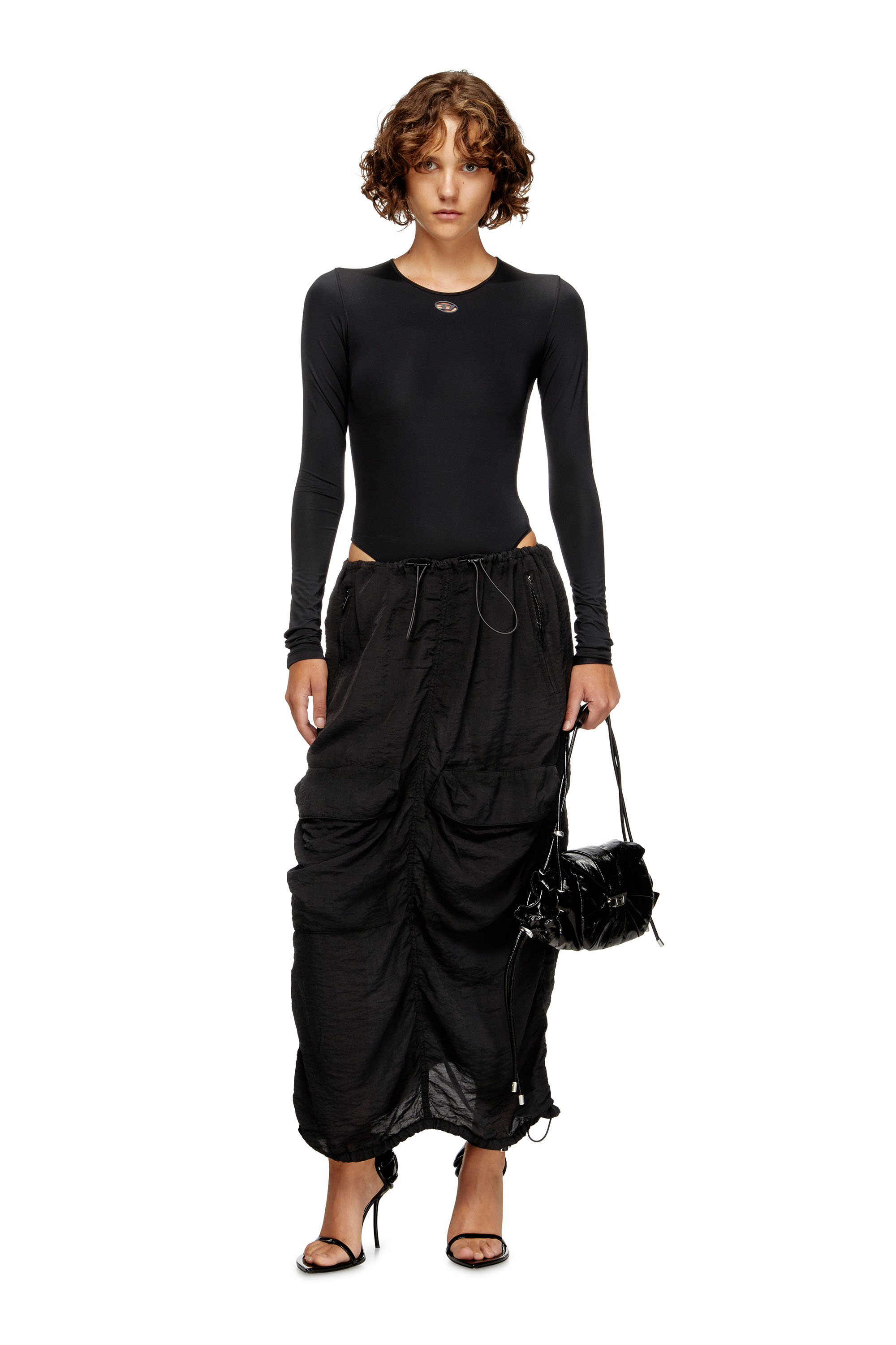 Diesel - ANGELINA-UTLT, Damen Bodysuit aus Stretch-Nylon in Schwarz - 4