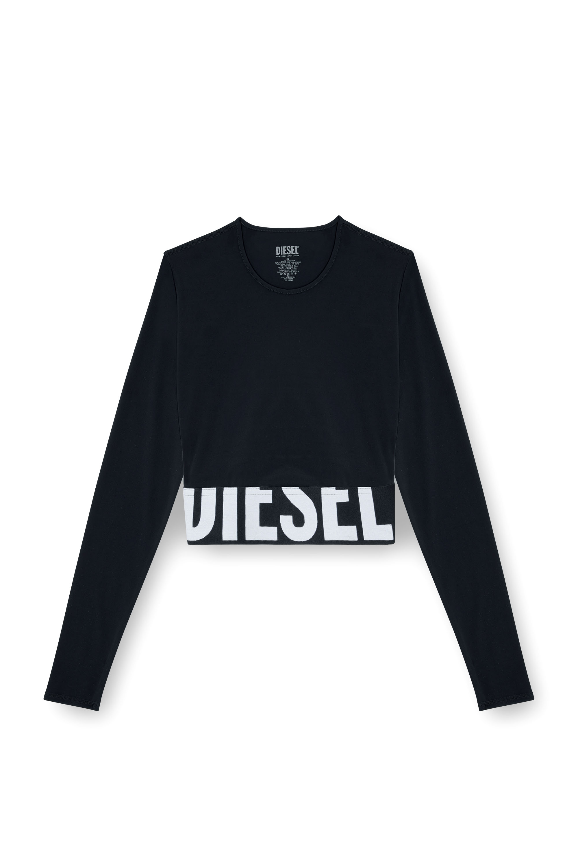 Diesel - MELISSA-D-POP, Top cropped en microfibre avec logo tronqu&eacute; Femme in Noir - 2