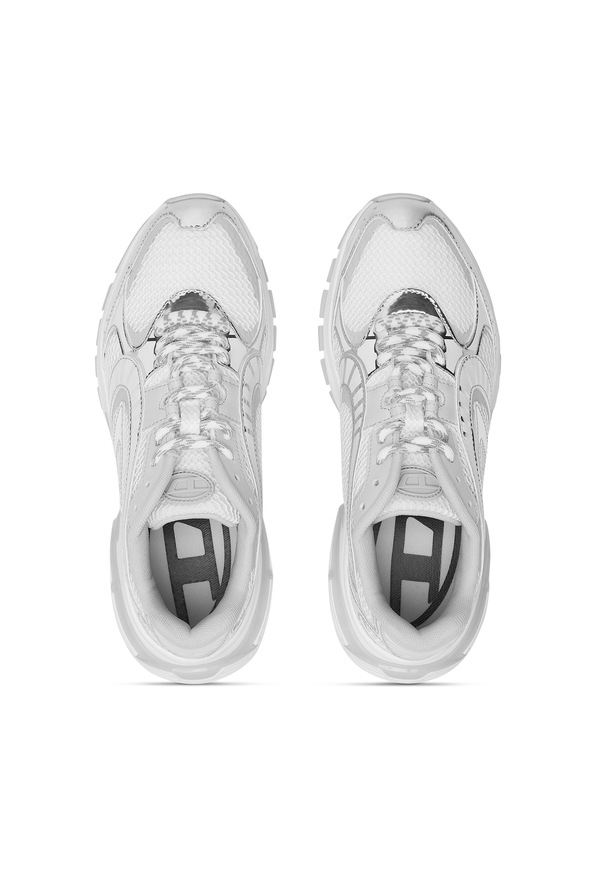 S-PRO-V-DENSE LOW W, Weiß/Silber Diesel - S-PRO-V-DENSE LOW W, Damen S-Pro-V-Dense-Sneakers aus Metallic-Mesh mit Oval D-Logo in Weiß/Silber - 4