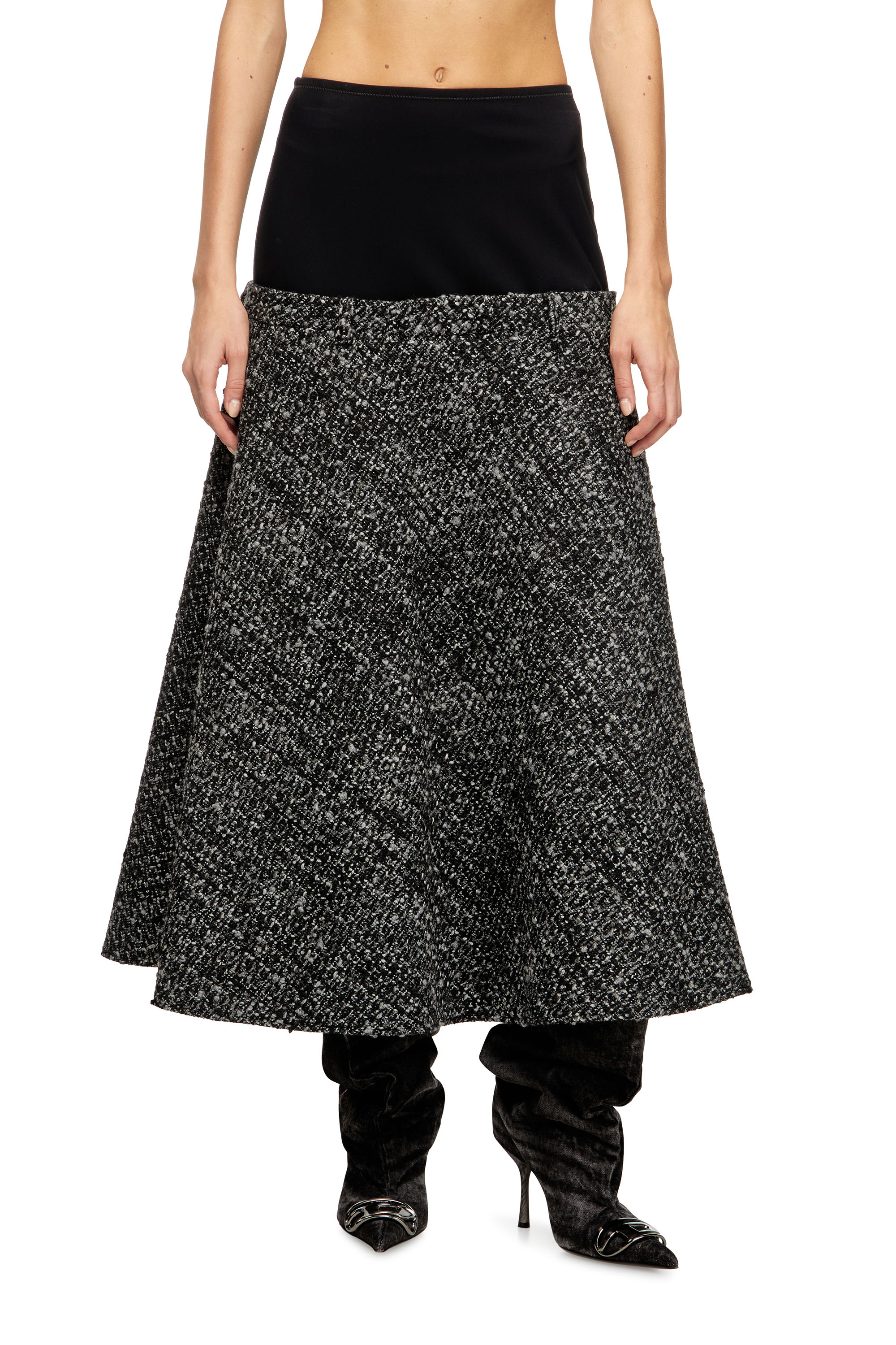 Diesel - O-GRACE, Damen Bouclé-Rock mit Stretch-Bund in Schwarz - 1