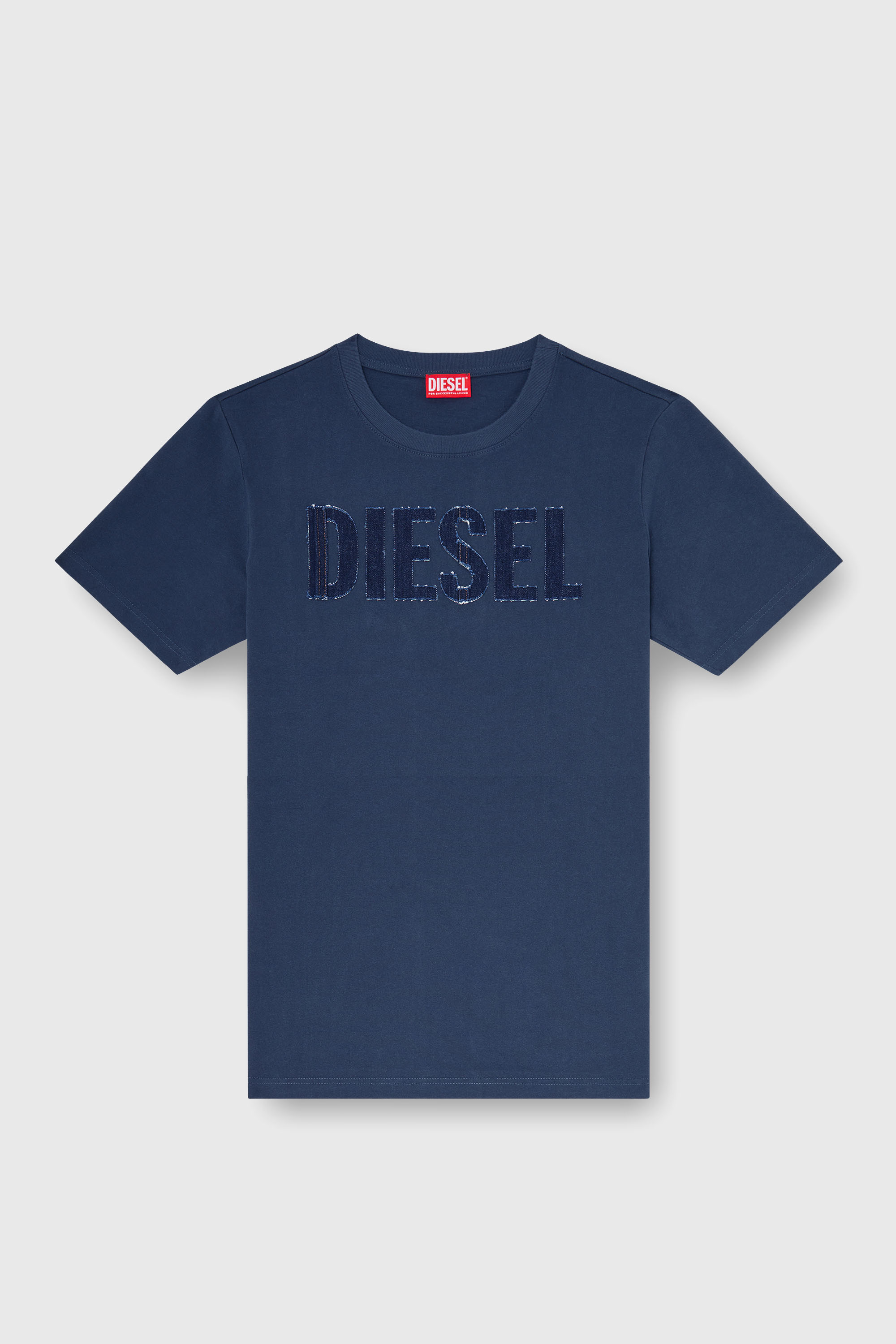Diesel - T-JUST-APP-T92, T-shirt en coton avec imprim&eacute; logo Diesel ton sur ton Homme in Bleu - 2