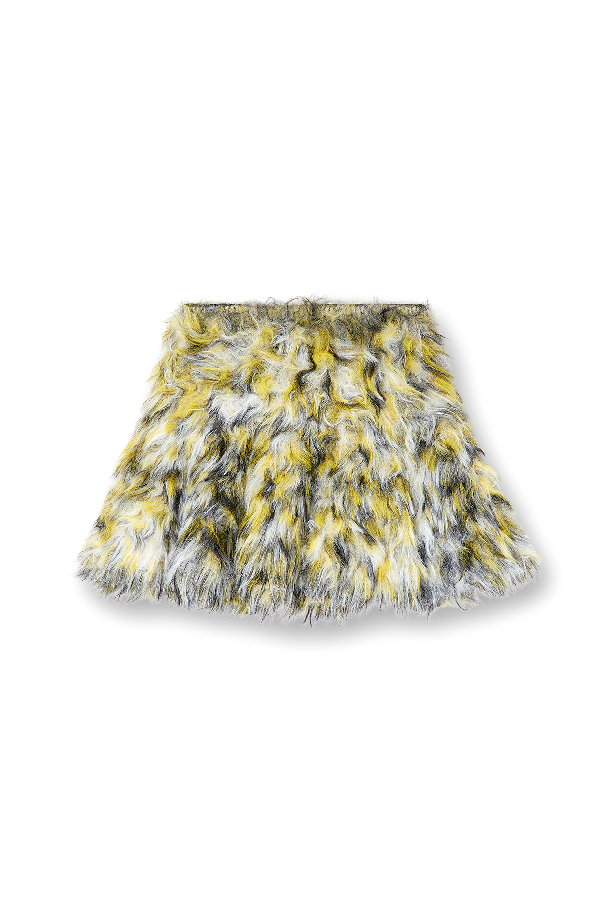 Diesel - M-ASTRELLA, Damen Minirock aus flauschigem Jacquard-Strick in Schwarz/Gelb - 3