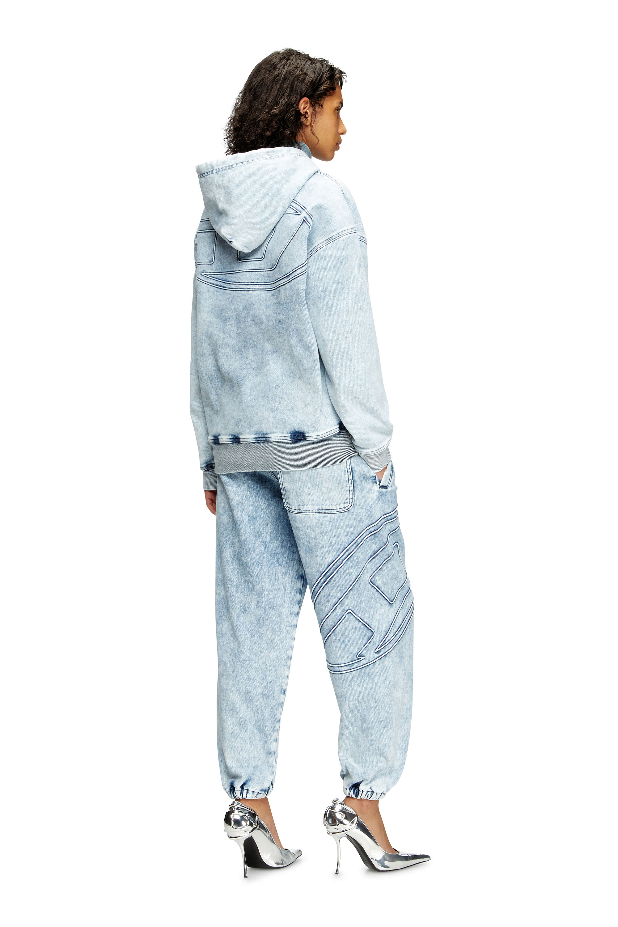 Diesel - D-REBBIT-S-TRACK, Sweatshirt à capuche en denim marbré Mixte in Bleu - 7