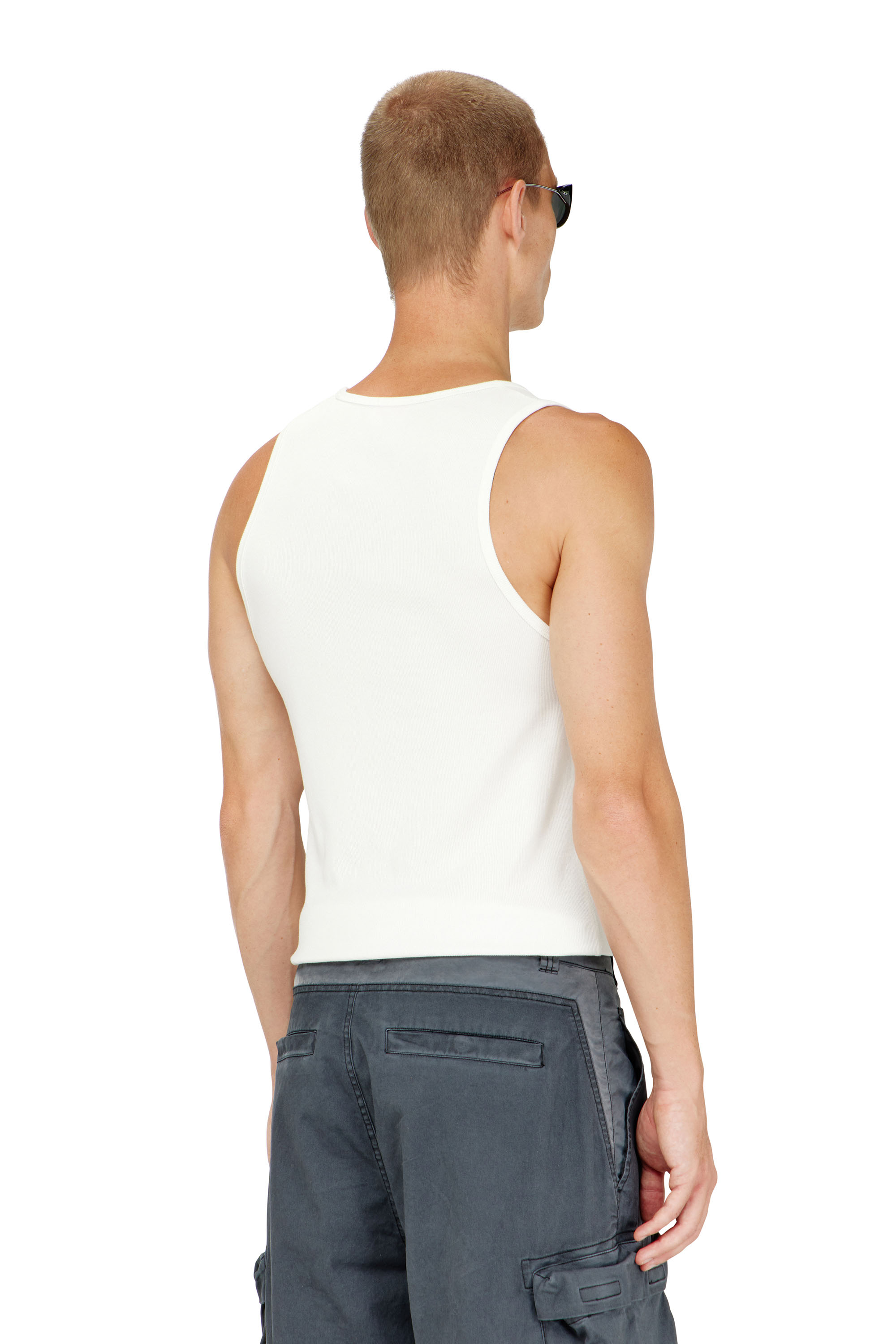 Diesel - T-LIFTY-IOD, D&eacute;bardeur en coton avec logo Homme in Blanc - 4