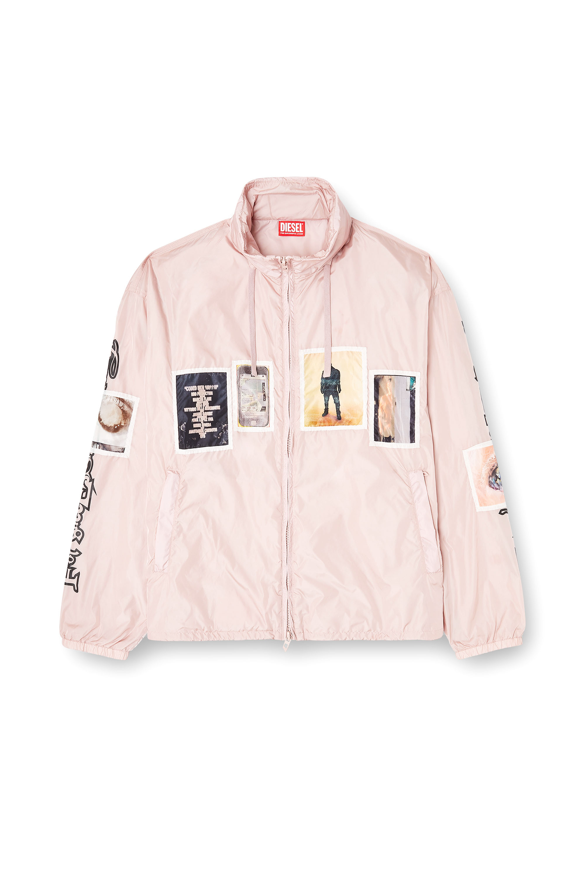 Diesel - J-CLAUS-A-GSBR, Man's Windbreaker with graphic patches in Pink - 3