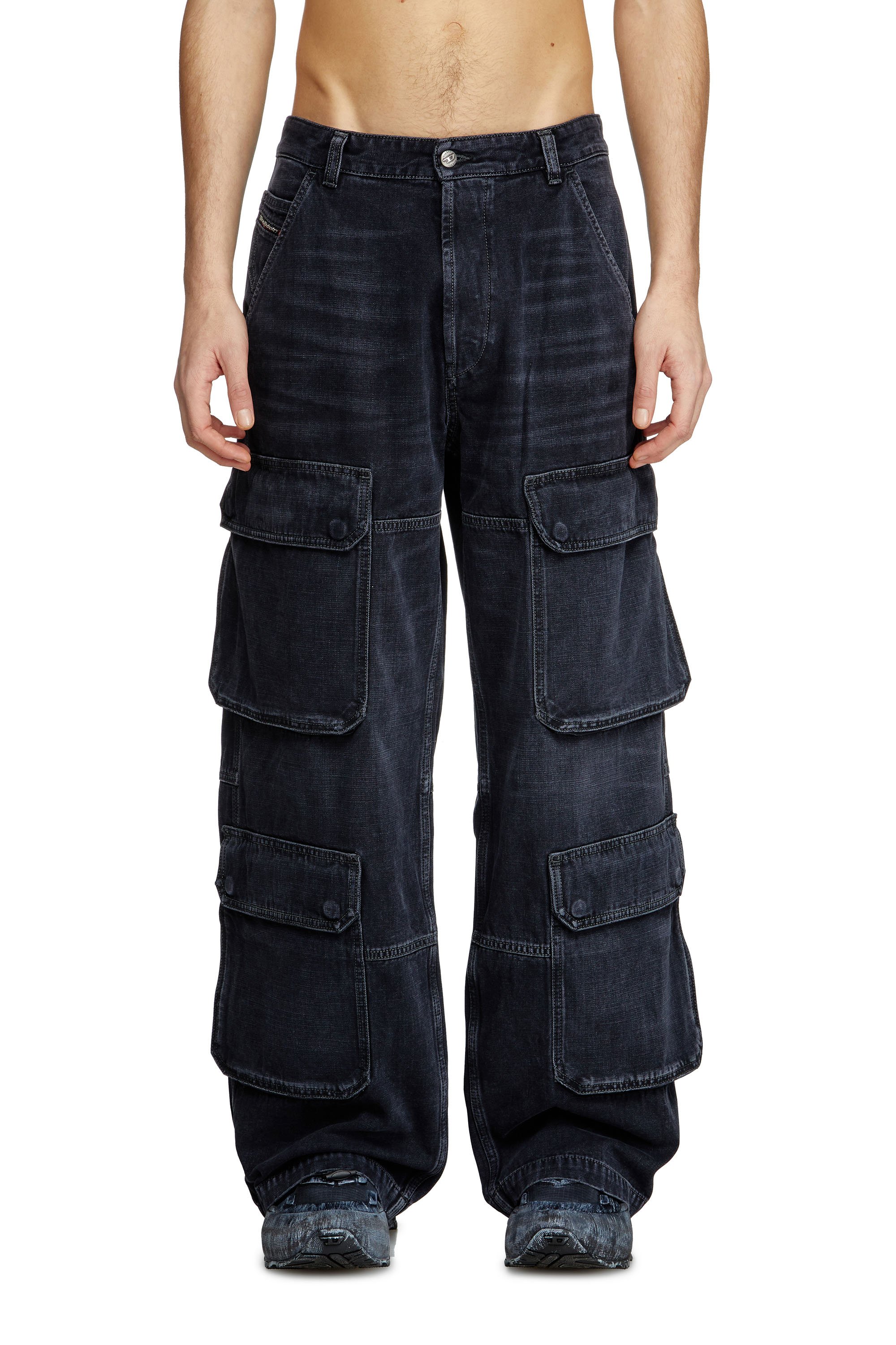 Diesel - Relaxed Jeans D-Touch 007Z9 Uomo, Nero/Grigio scuro - Image 1