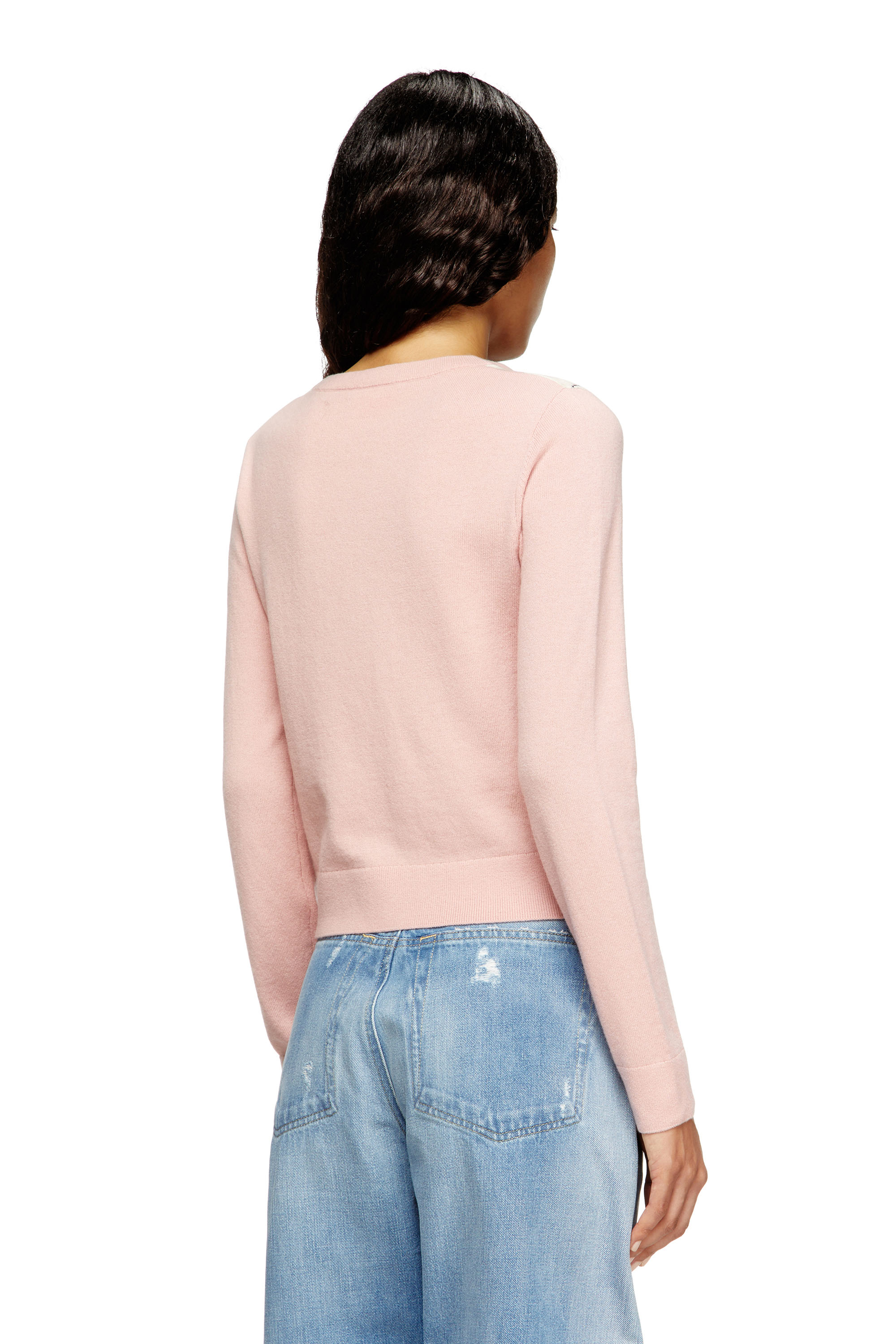 Diesel - M-ROMKO-LS, Pull avec cut-out, en laine à motif losanges Femme in Rose - 4