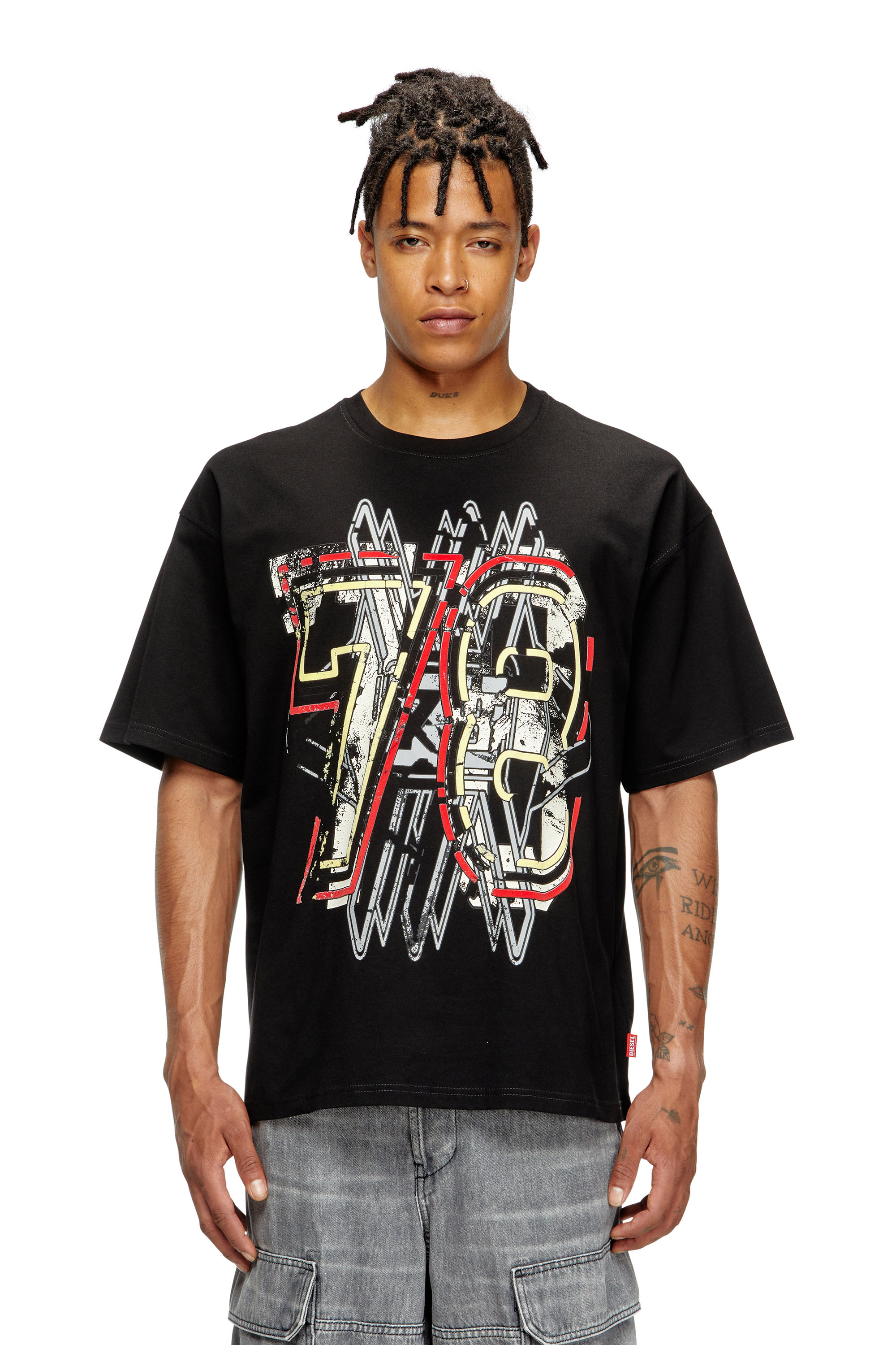 Diesel - T-BOXT-T8, T-shirt avec imprimé 78 Homme in Noir - 3