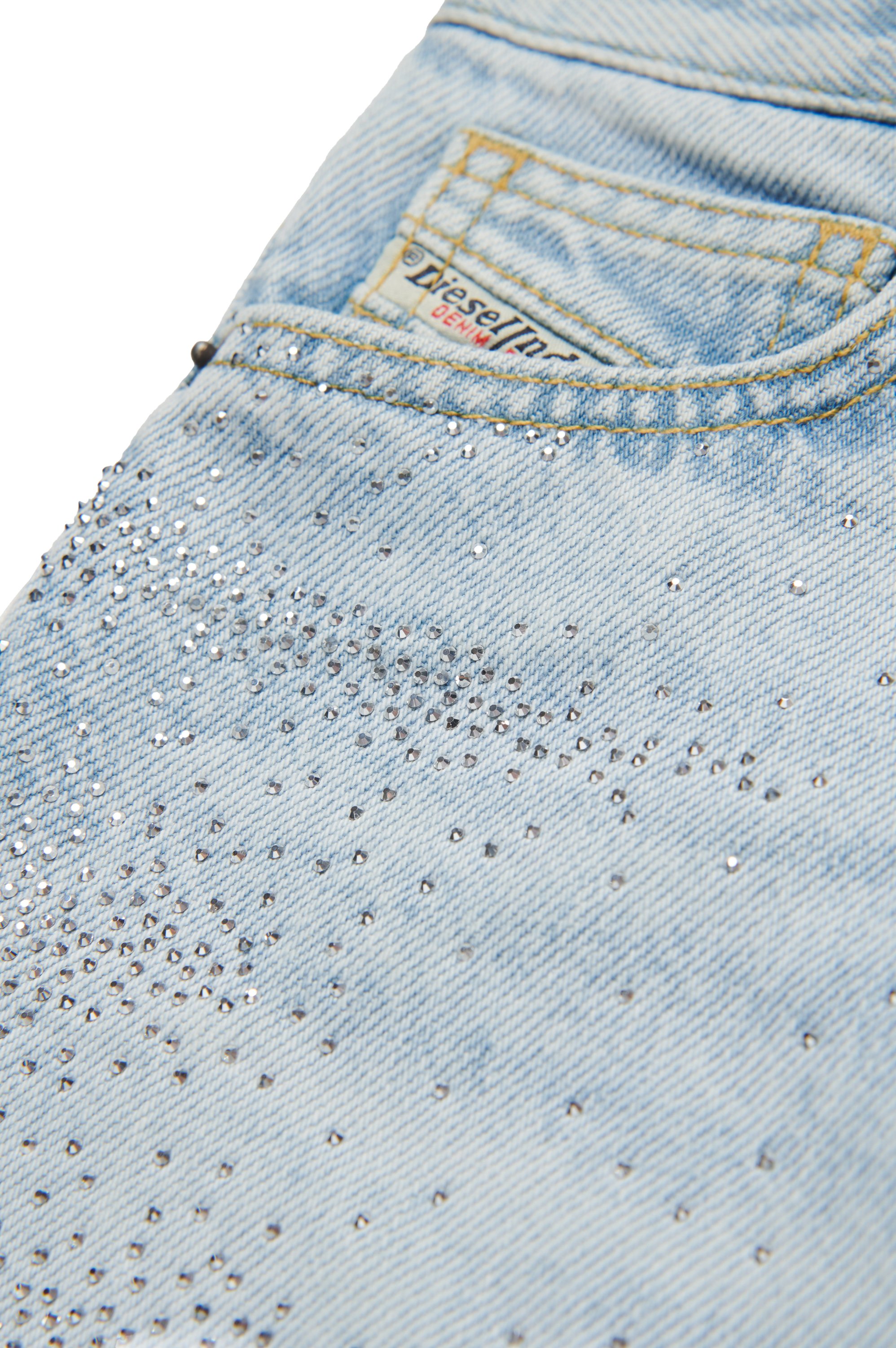 Diesel - GIANNA, Jupe courte en denim avec micro-pierres Femme in Bleu - 4