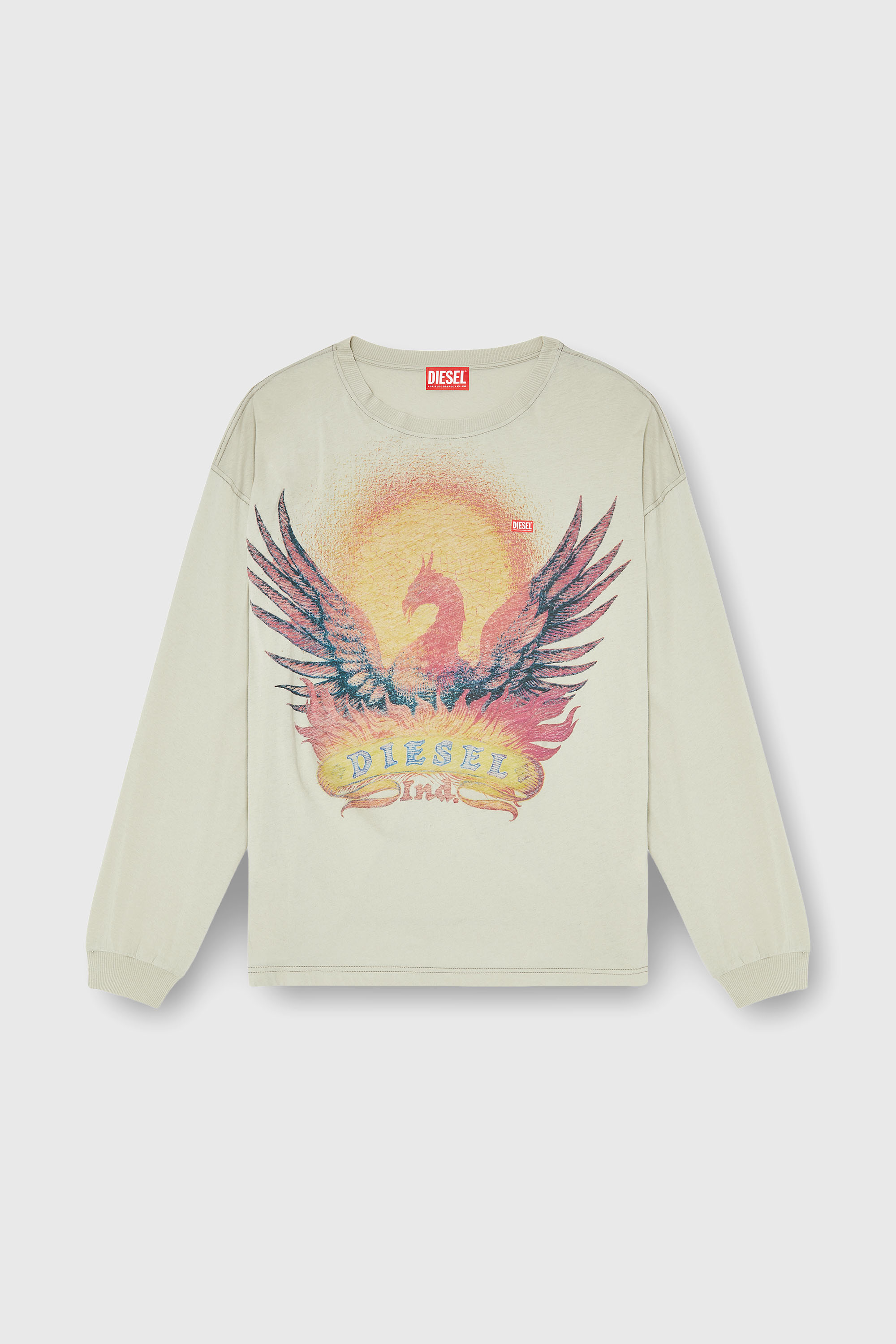 Diesel - T-BOXT-LS-AA1, T-shirt &agrave; manches longues avec motif Phoenix Homme in Beige - 2