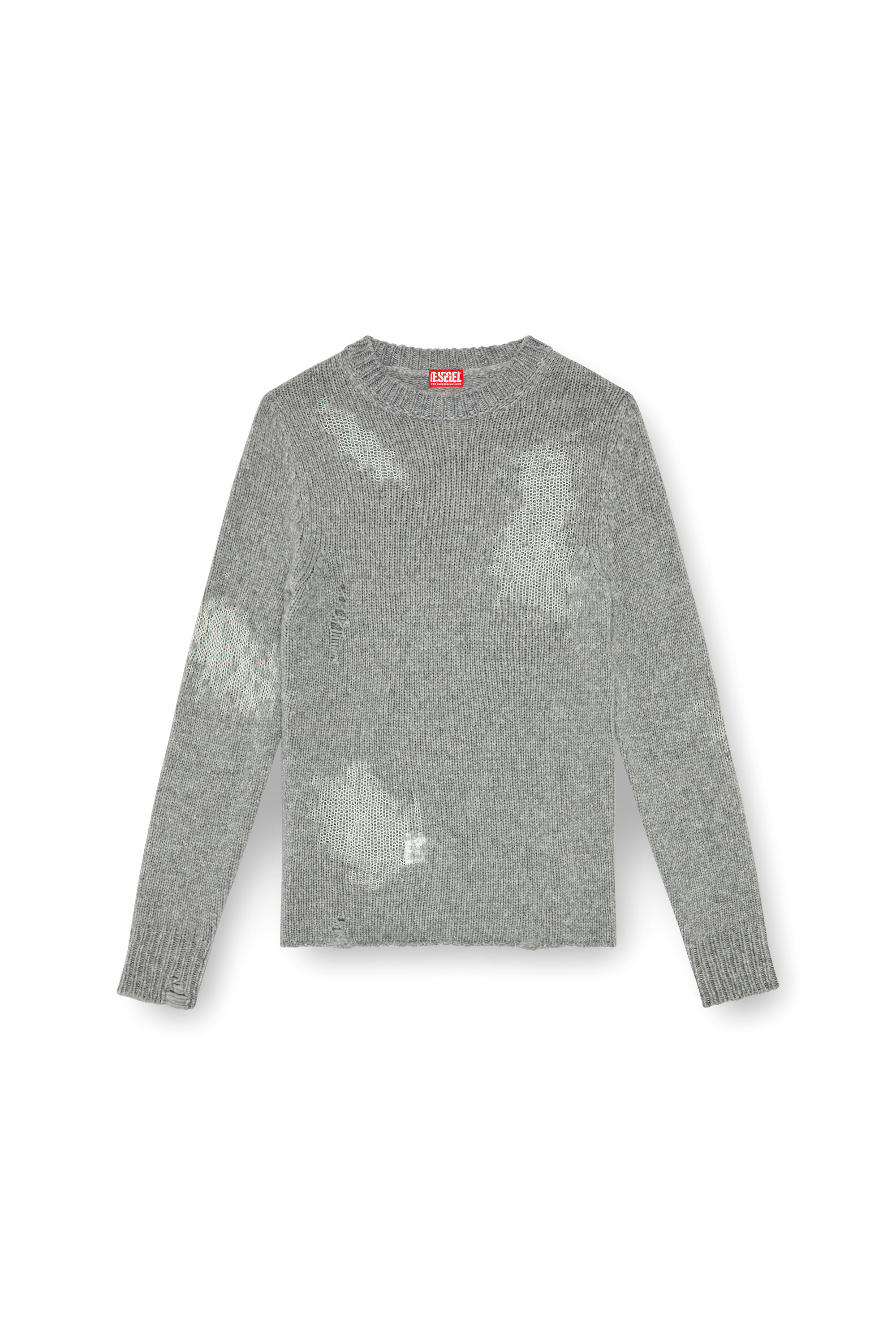 Diesel - K-NORMAN, Pull effet usé en mélange de laine Homme in Gris - 3