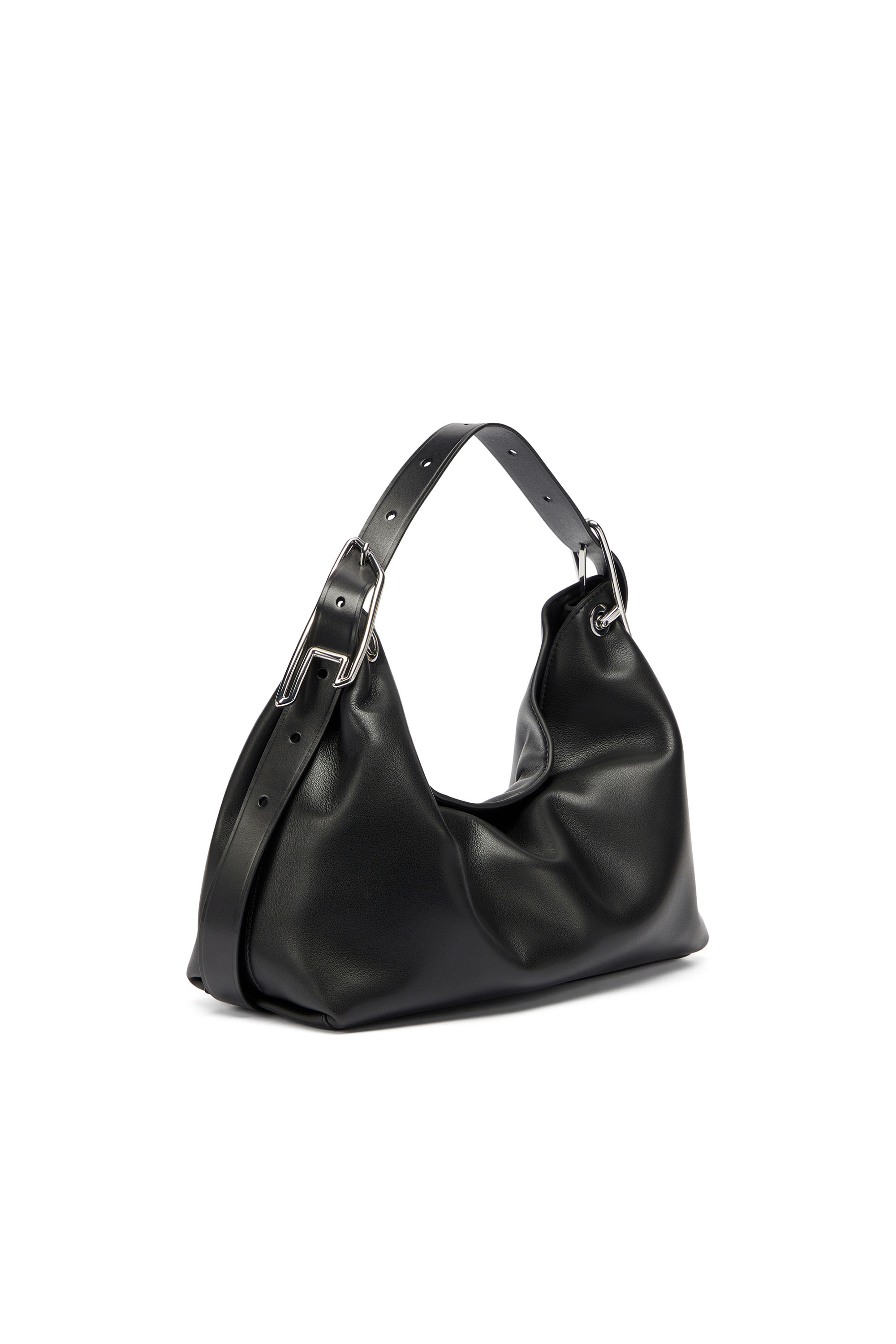 Diesel - D-LINE SHOULDER, Damen D-Line-Leder-Schultertasche in Schwarz - 1