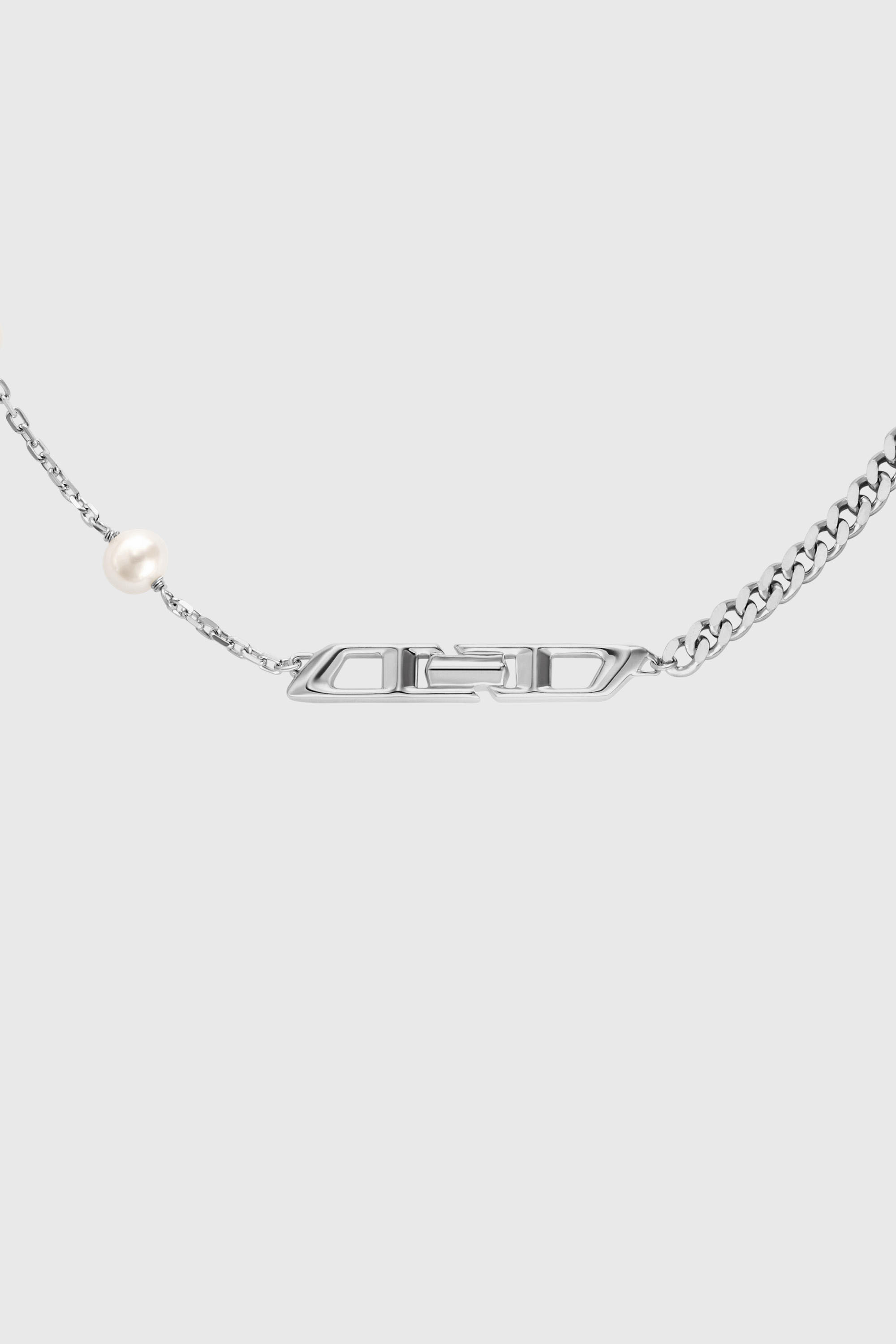 Diesel - DL1373040, Unisex's Sterling silver and pearl chain necklace in Silver - 2