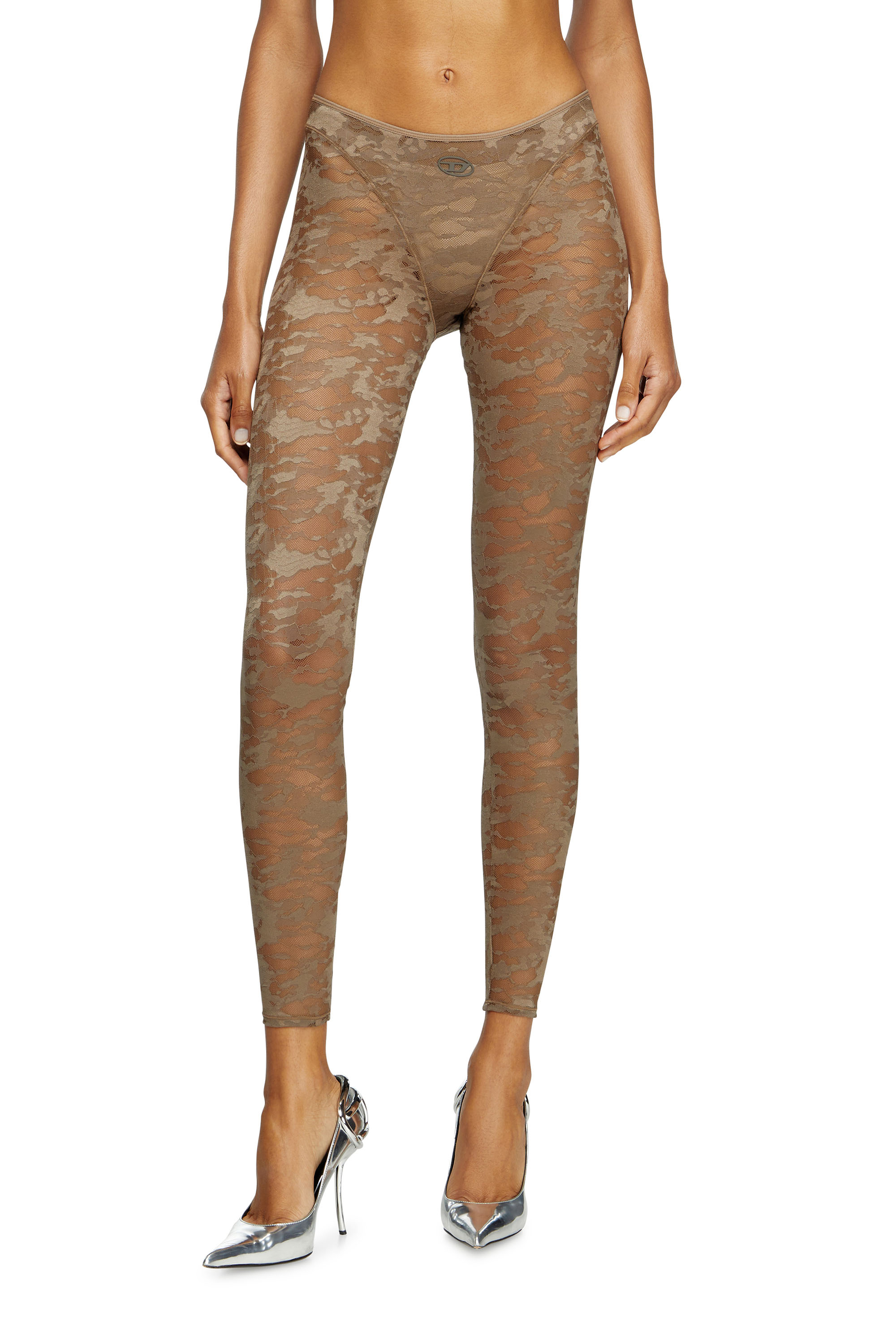 Diesel - CLAIRE-UTLT, Damen Leggings mit Camouflage-Spitze in Braun - 2