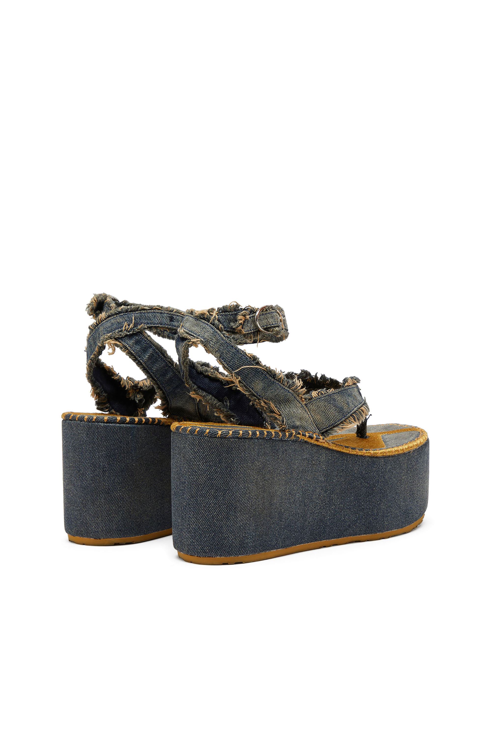 Diesel - SA-NIKOLA SANDAL, Damen Sa-Nikola &ndash; Sandale aus Denim mit ausgefransten Details in Blau/Grau - 4