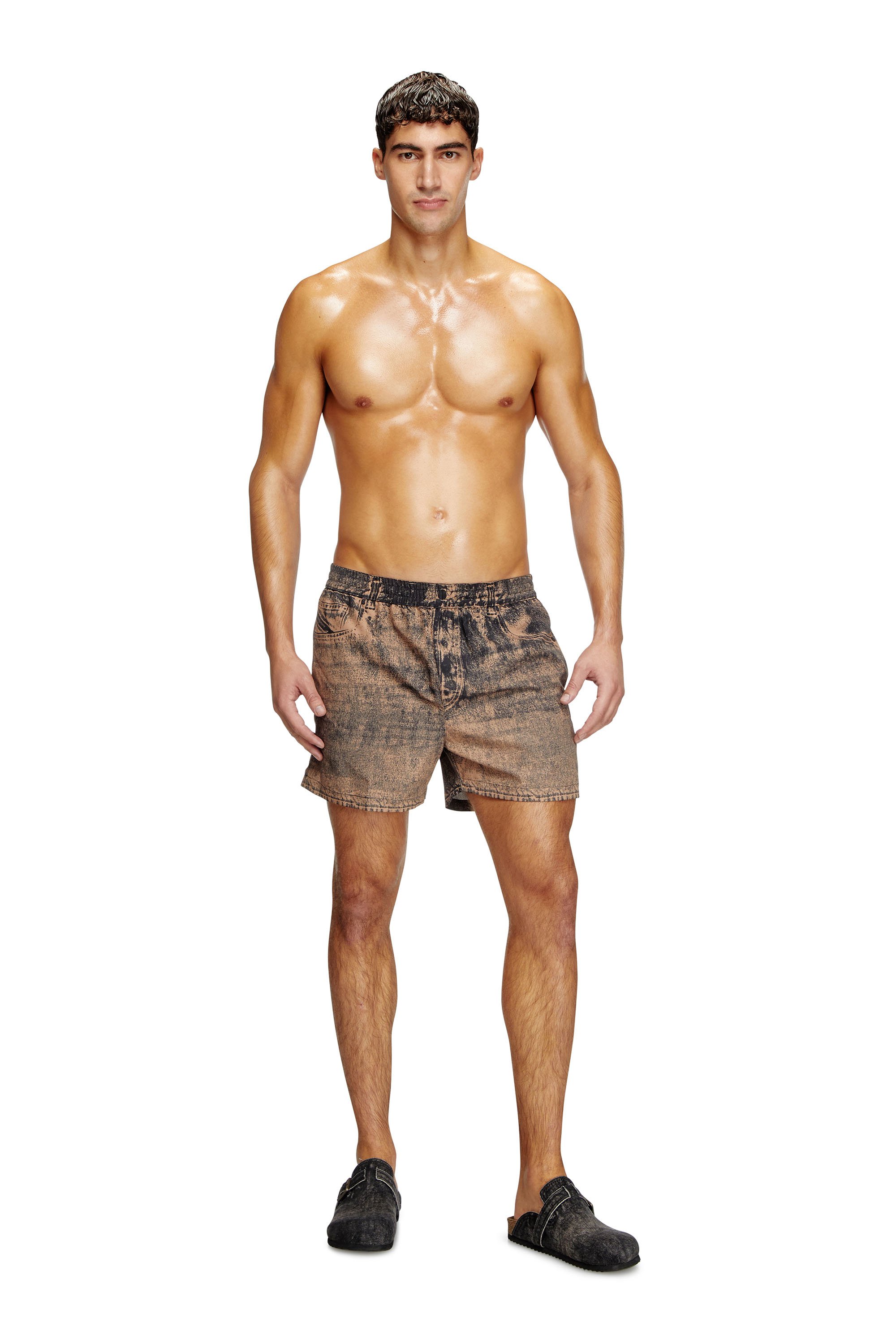 Diesel - KEN-37-DNM, Short de bain mi-long avec imprimé denim Homme in Polychrome - 1